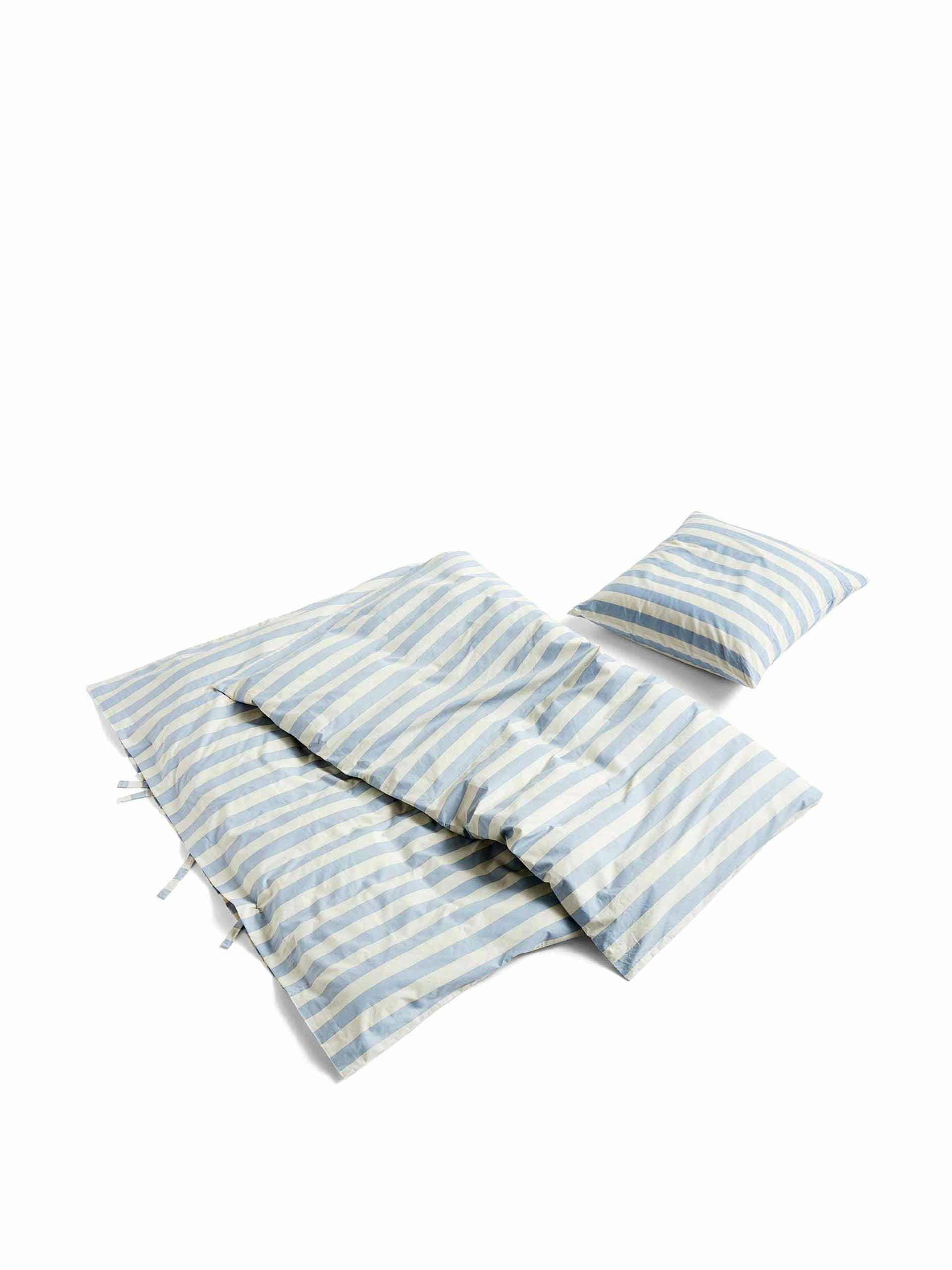 Blue and white striped linen set