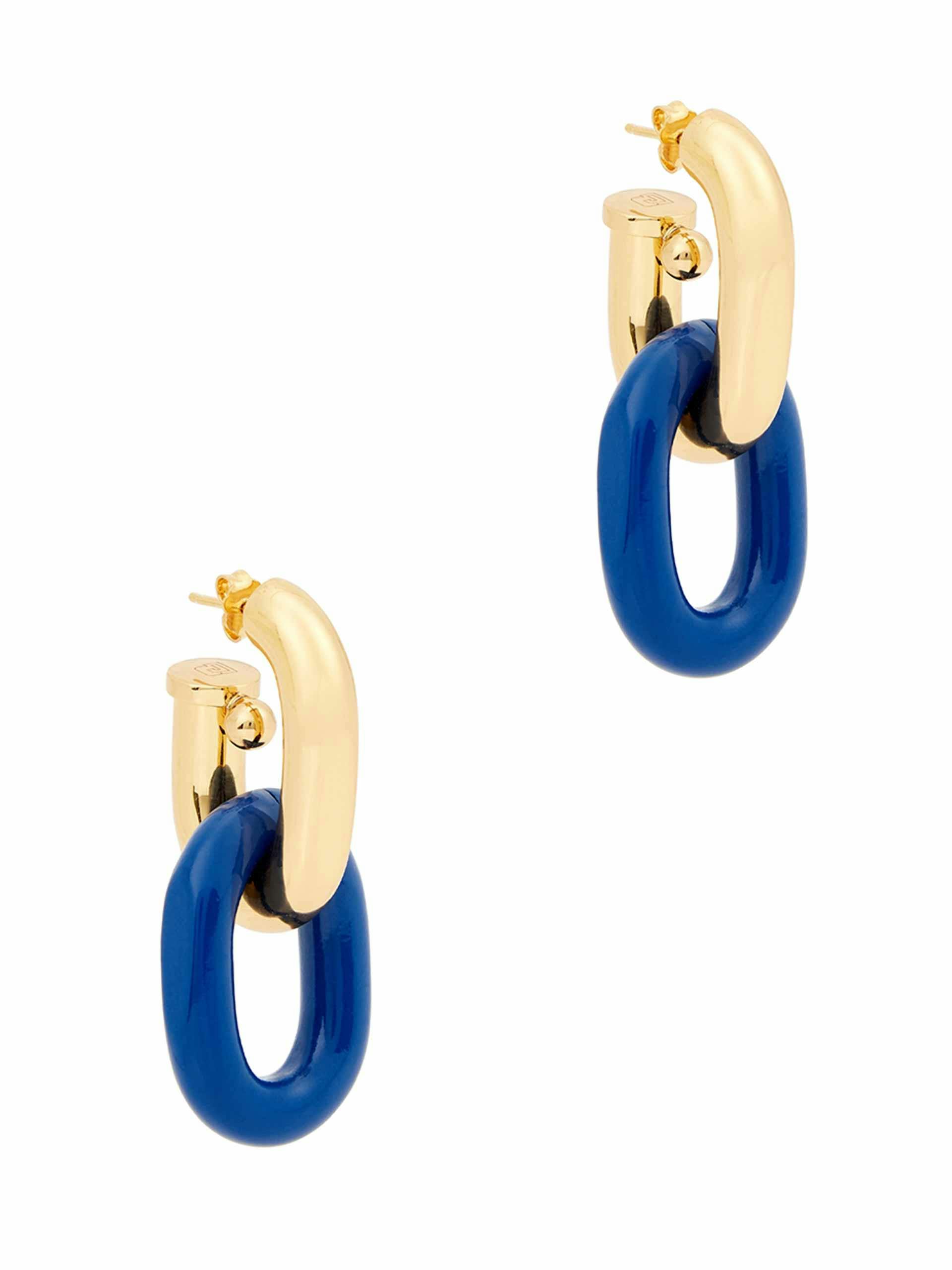 XL Link gold and blue hoop earrings