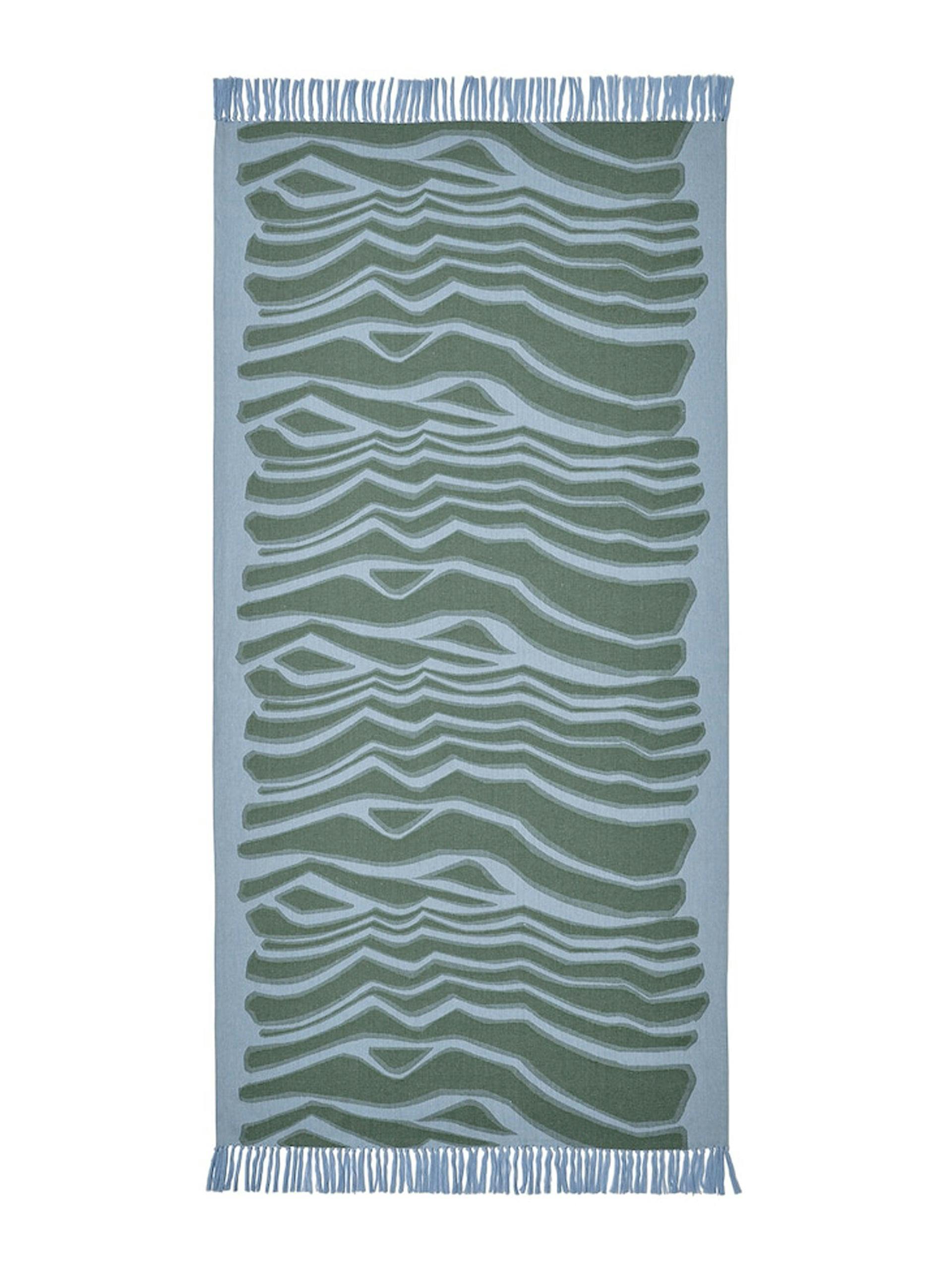 Blue and green patterned towel