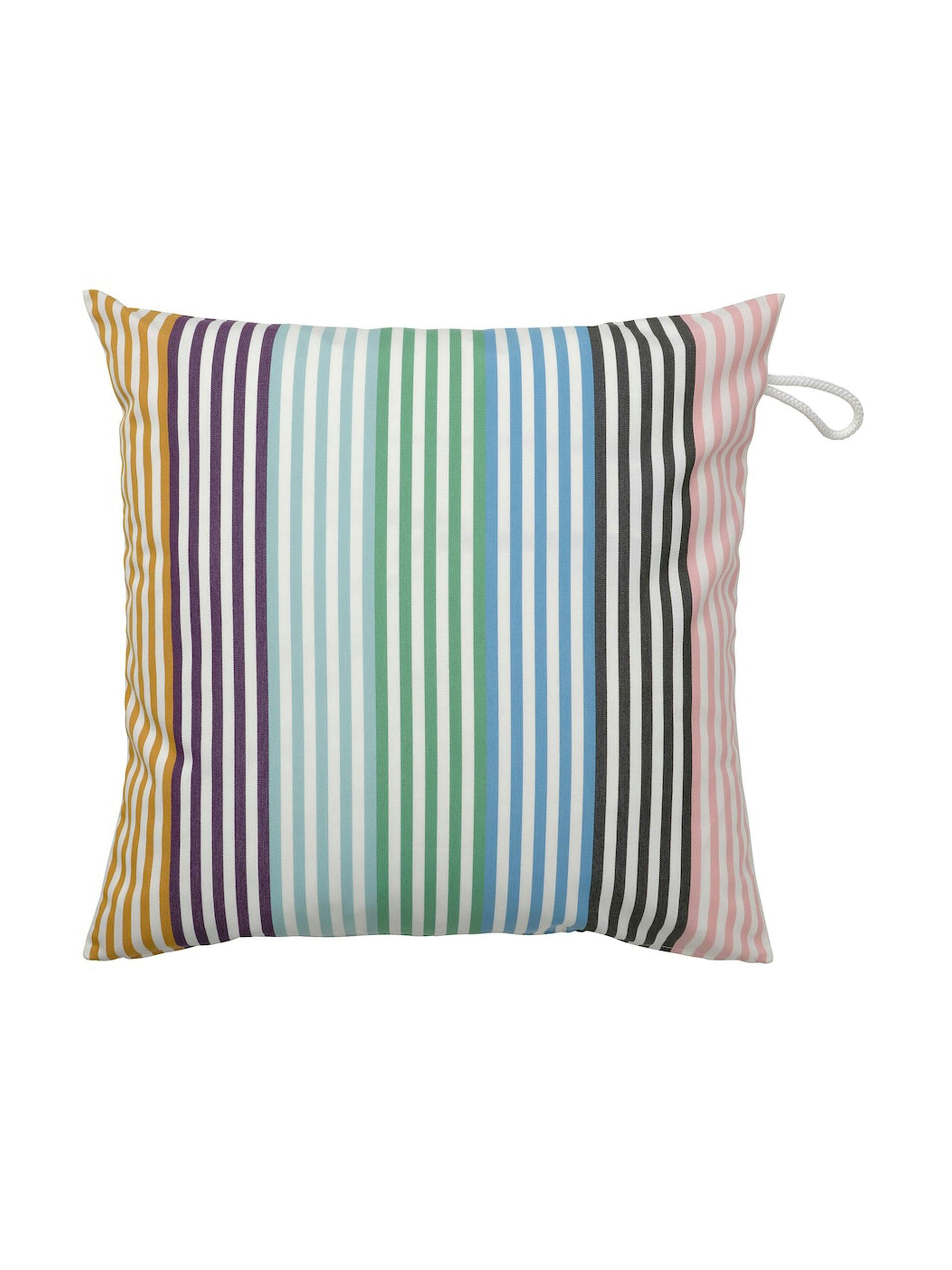 Multi-coloured stripe square cushion cover