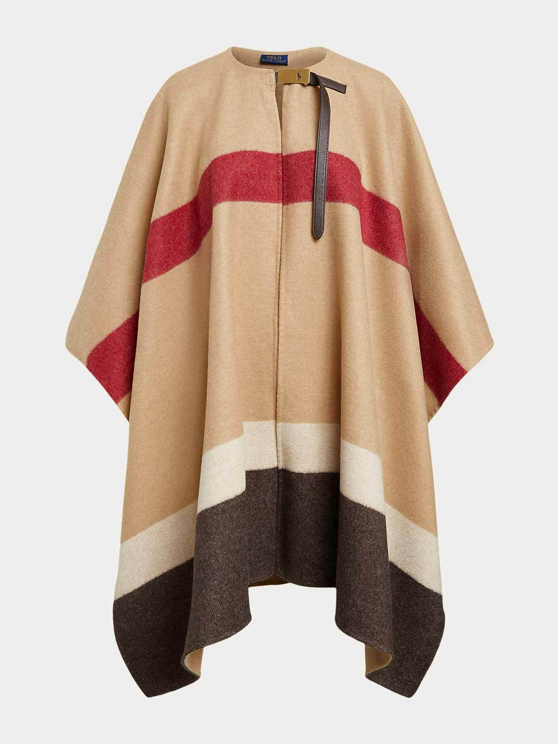 Striped double-faced poncho
