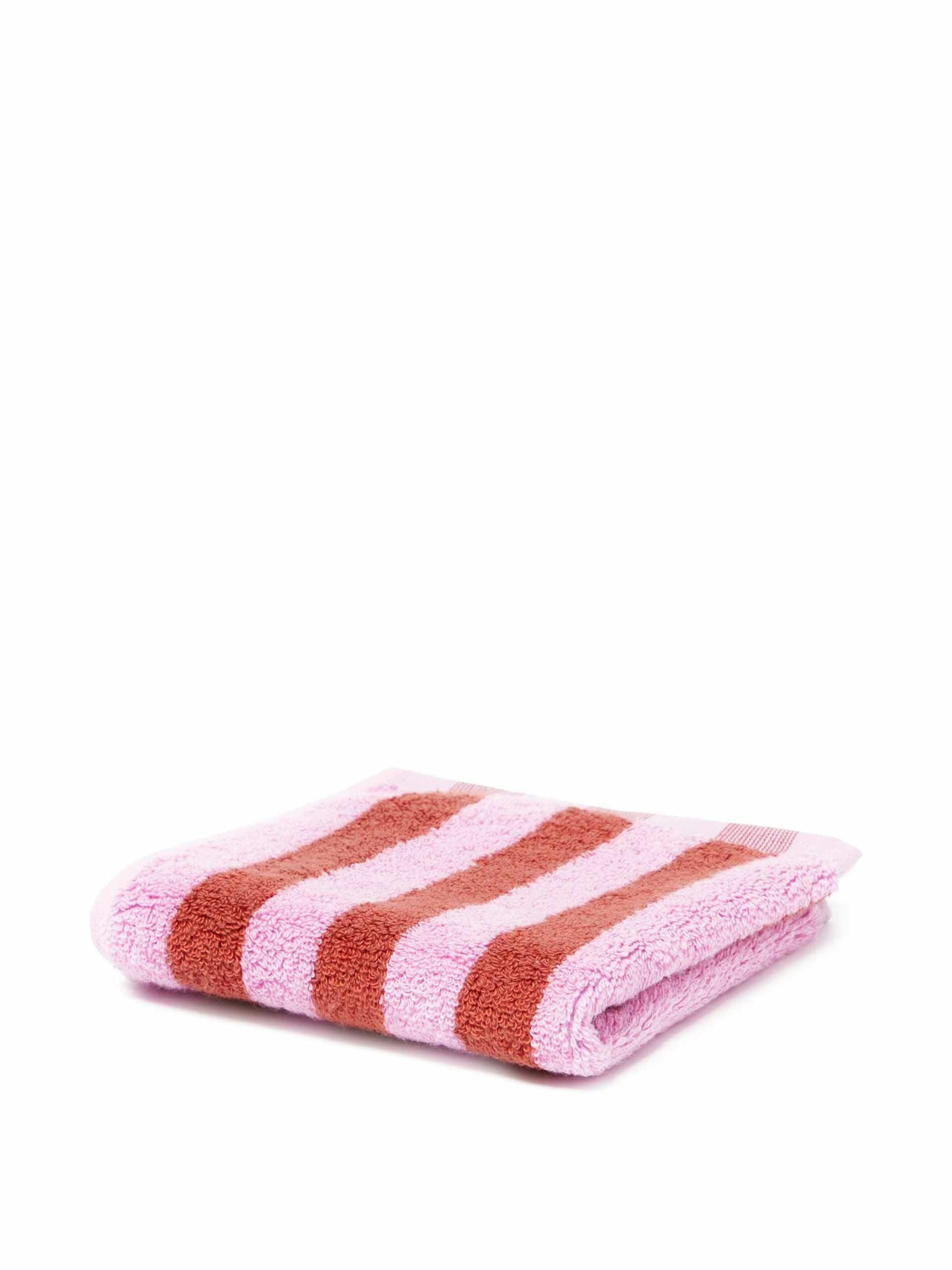 Pink and red striped face cloth