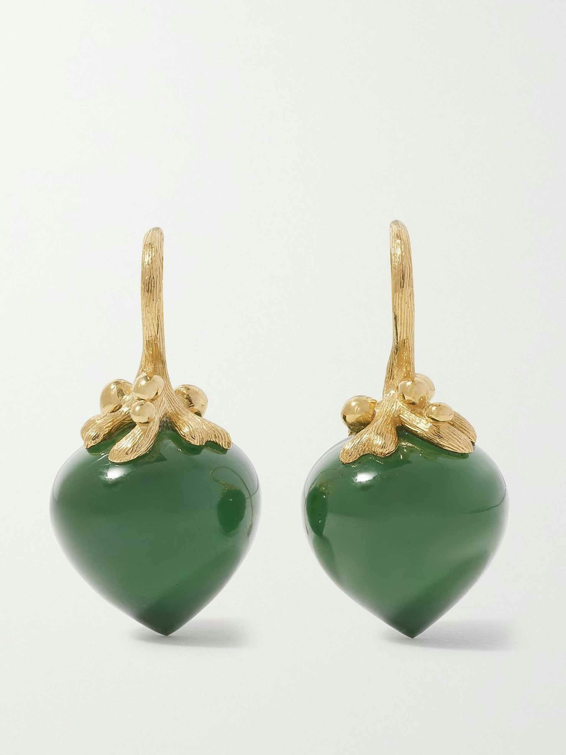 Dew Drops large 18-karat gold serpentine earrings