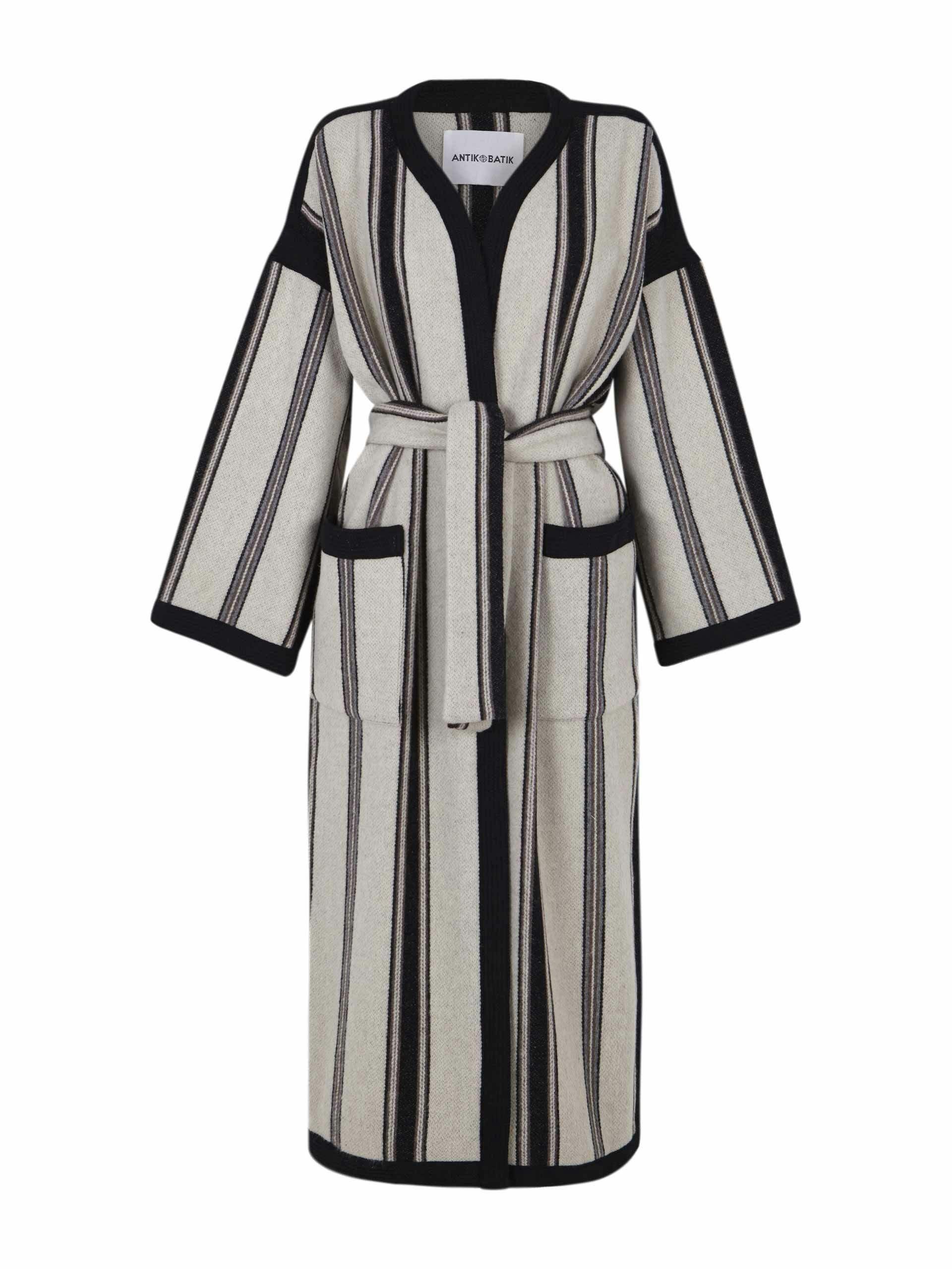 Long striped wool blend coat