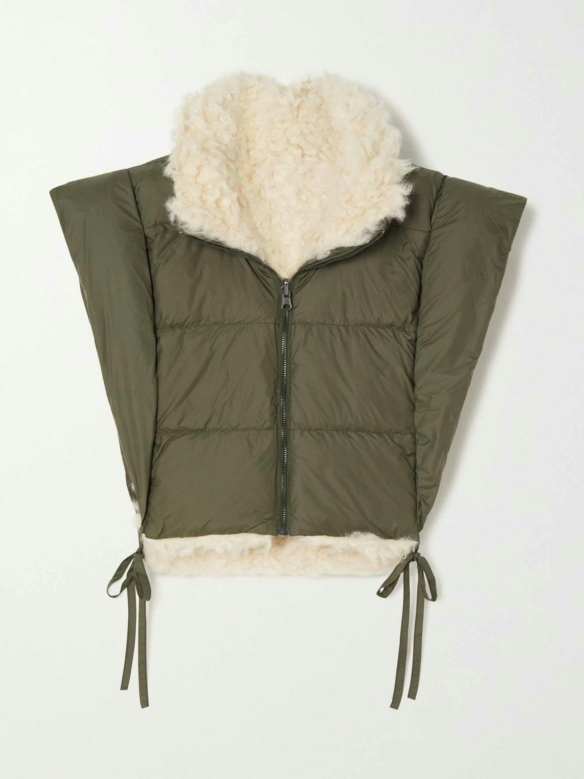 Reversible faux shearling and quilted shell vest