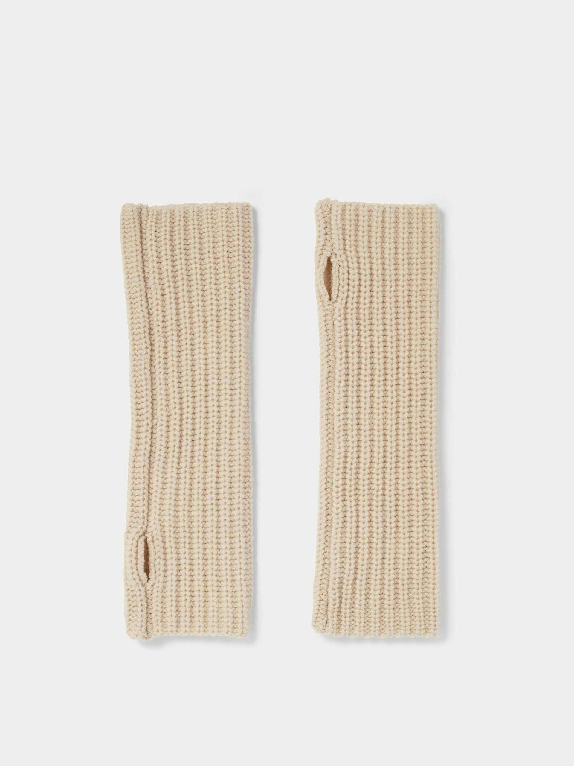 Wool rib long mittens