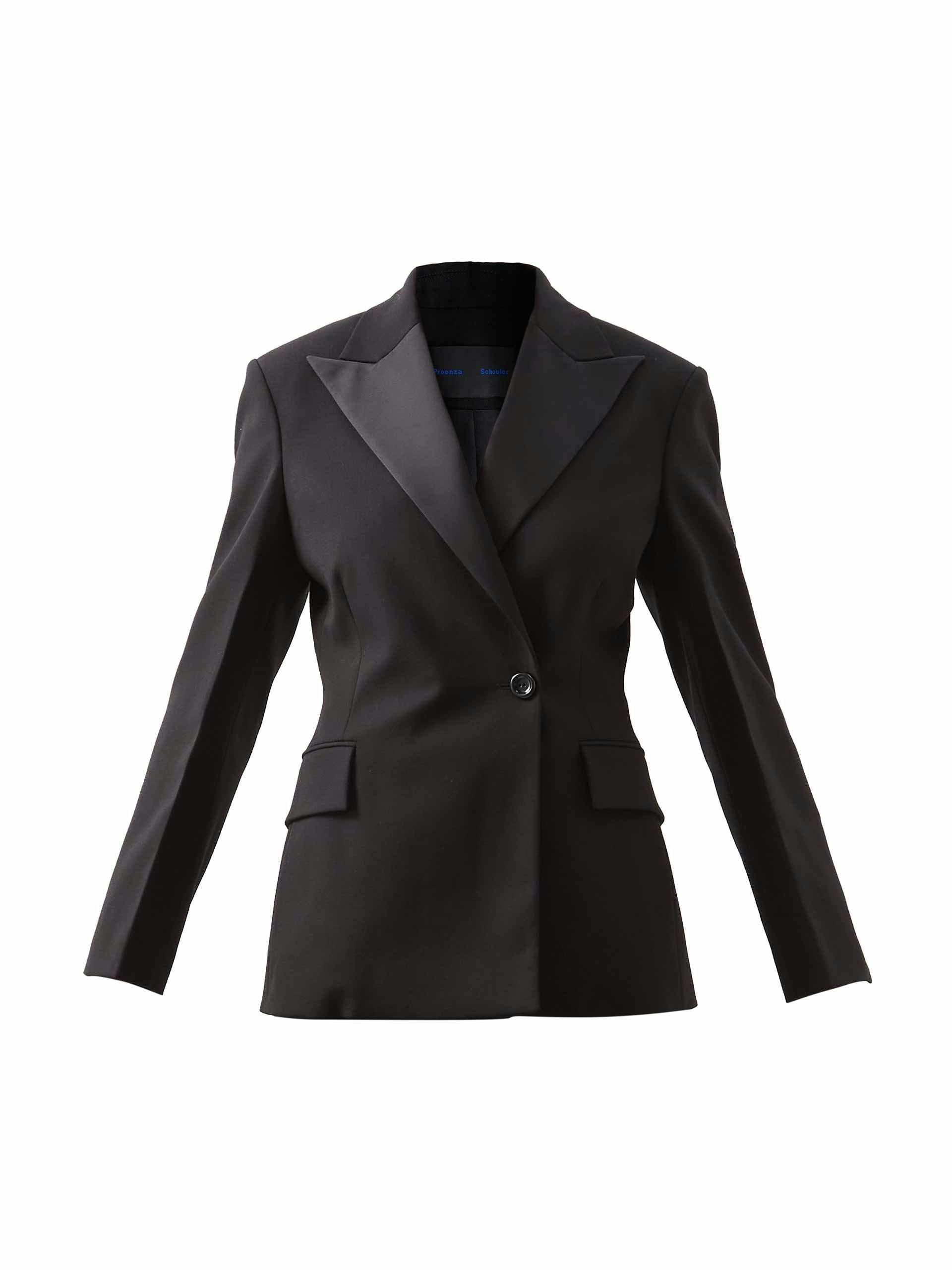 Wool-blend tuxedo suit jacket