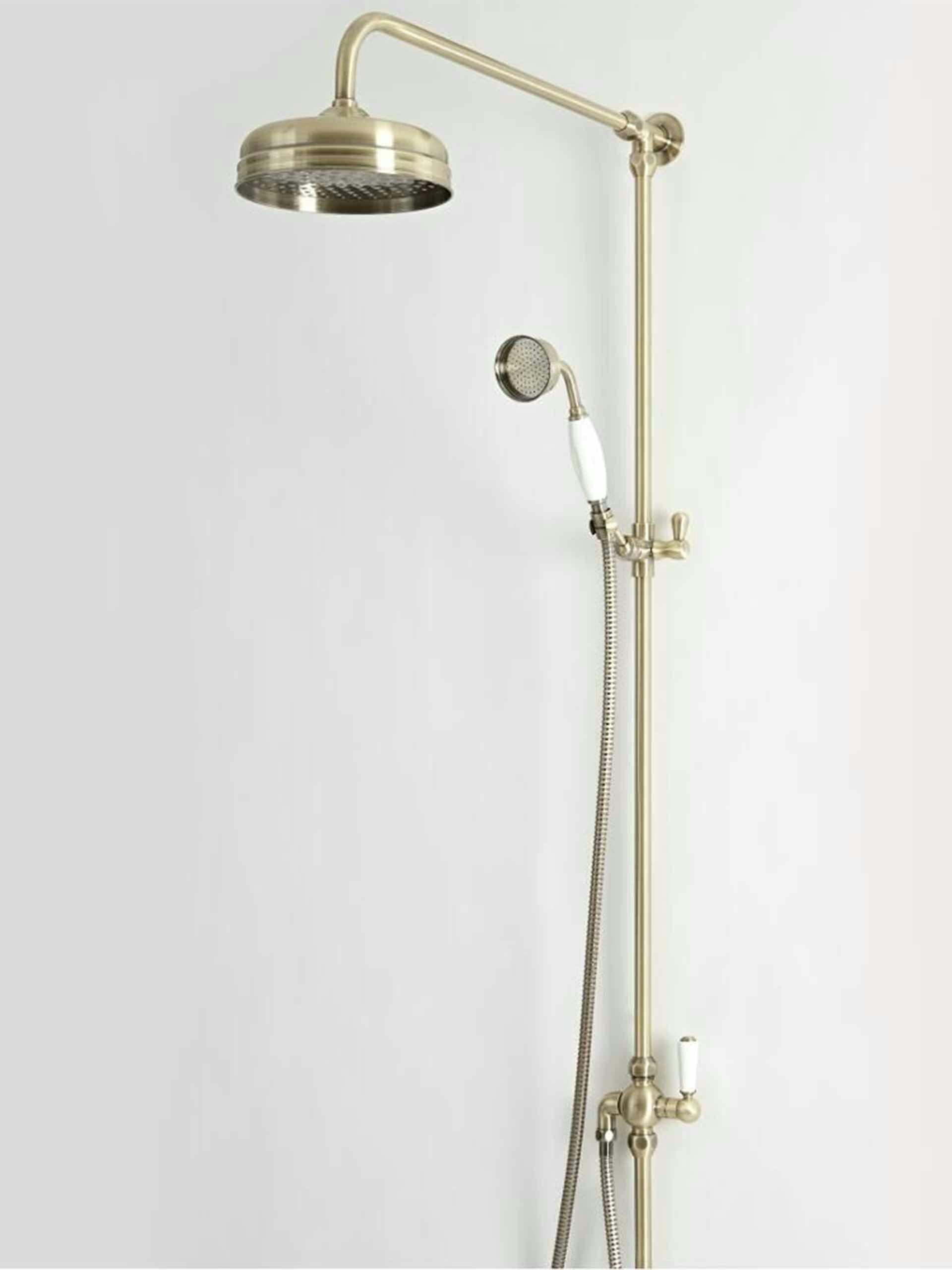 Grand shower with brushed gold finish