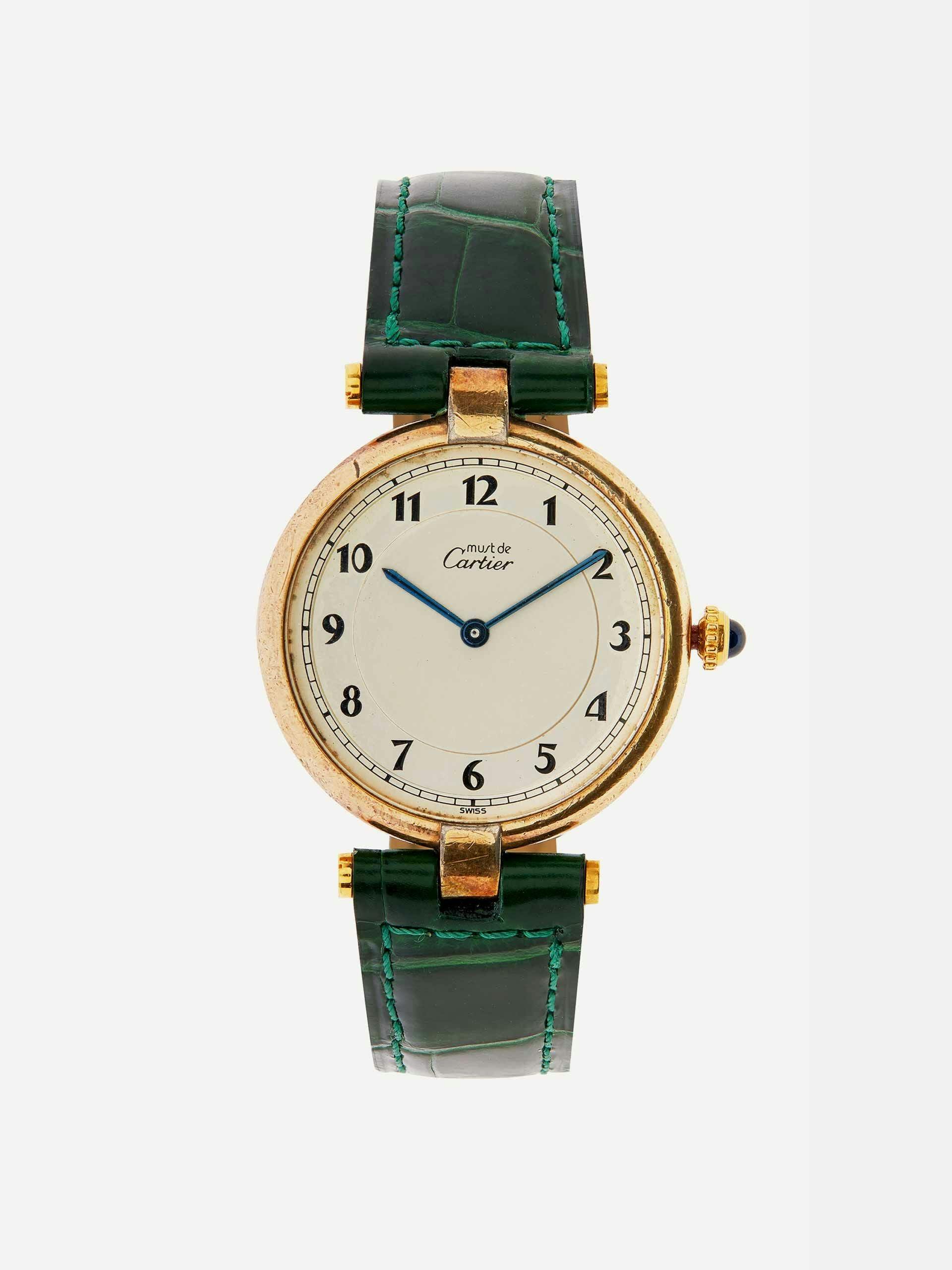 1980s must de Cartier vermeil watch
