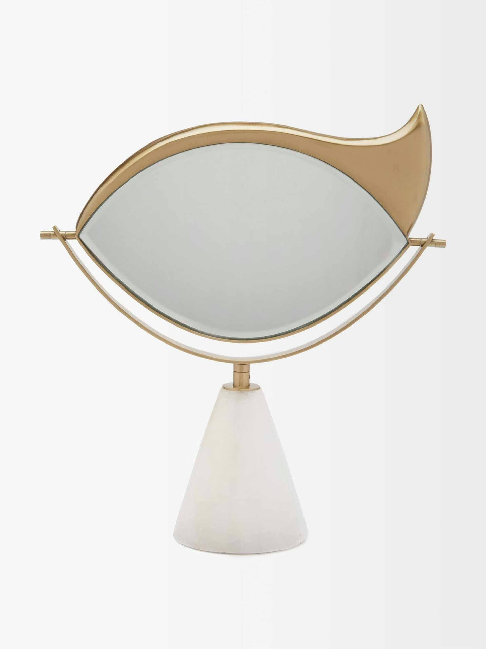 L'Objet X Lito 24kt gold-plated and marble vanity mirror