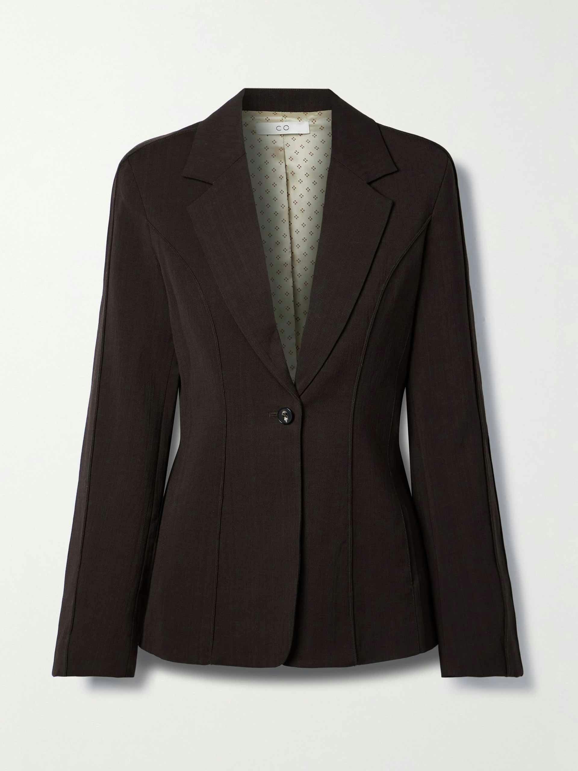Woven blazer, dark brown