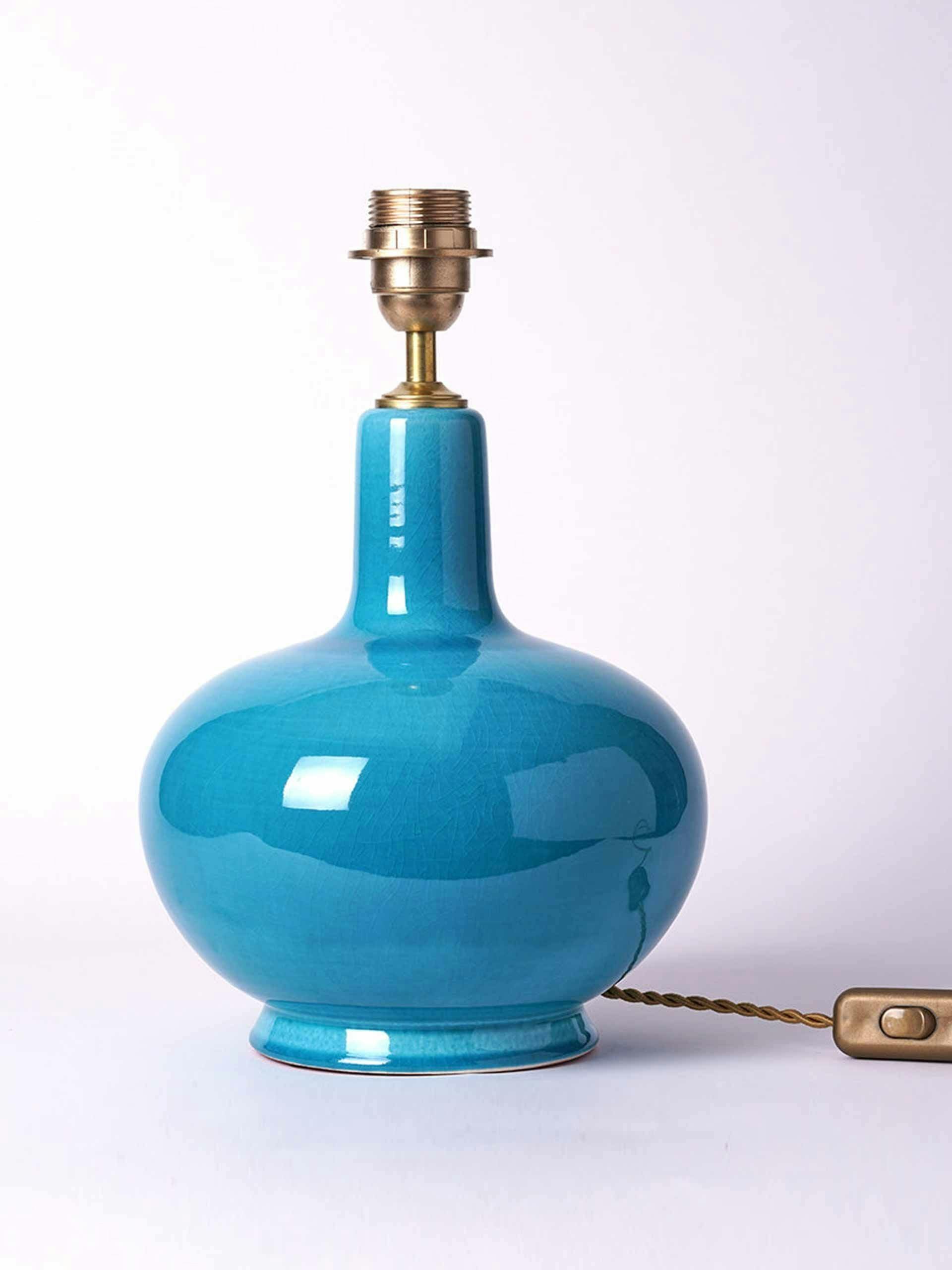 Ceramic small table lamp turquoise
