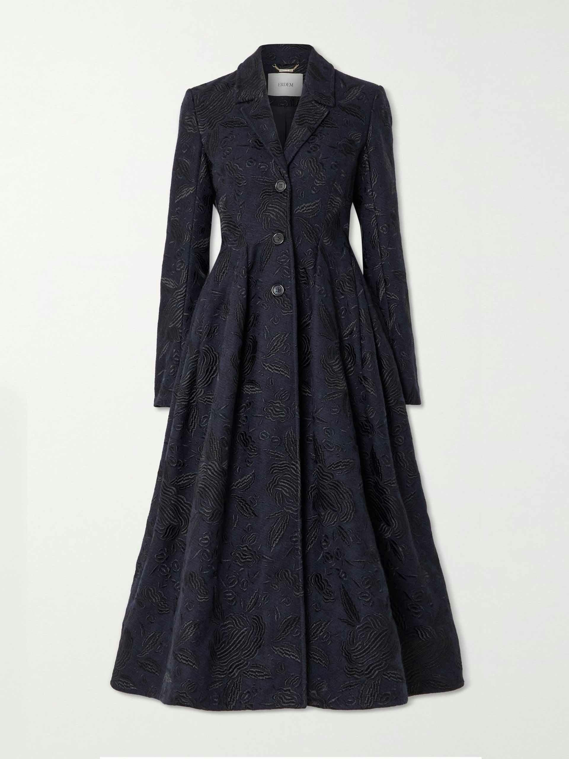 Stephanie wool-blend brocade coat