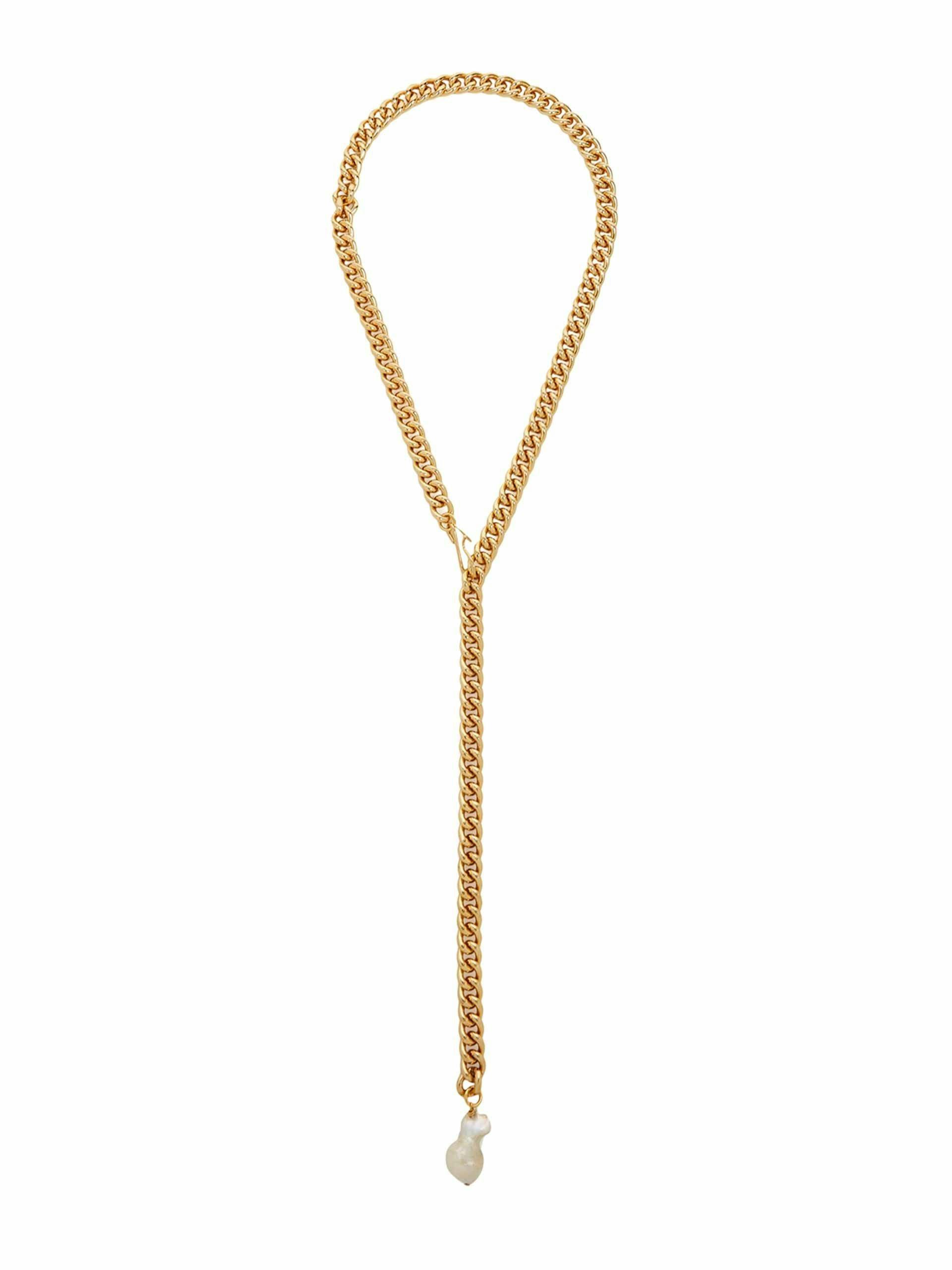 Pearl-embellished chain necklace