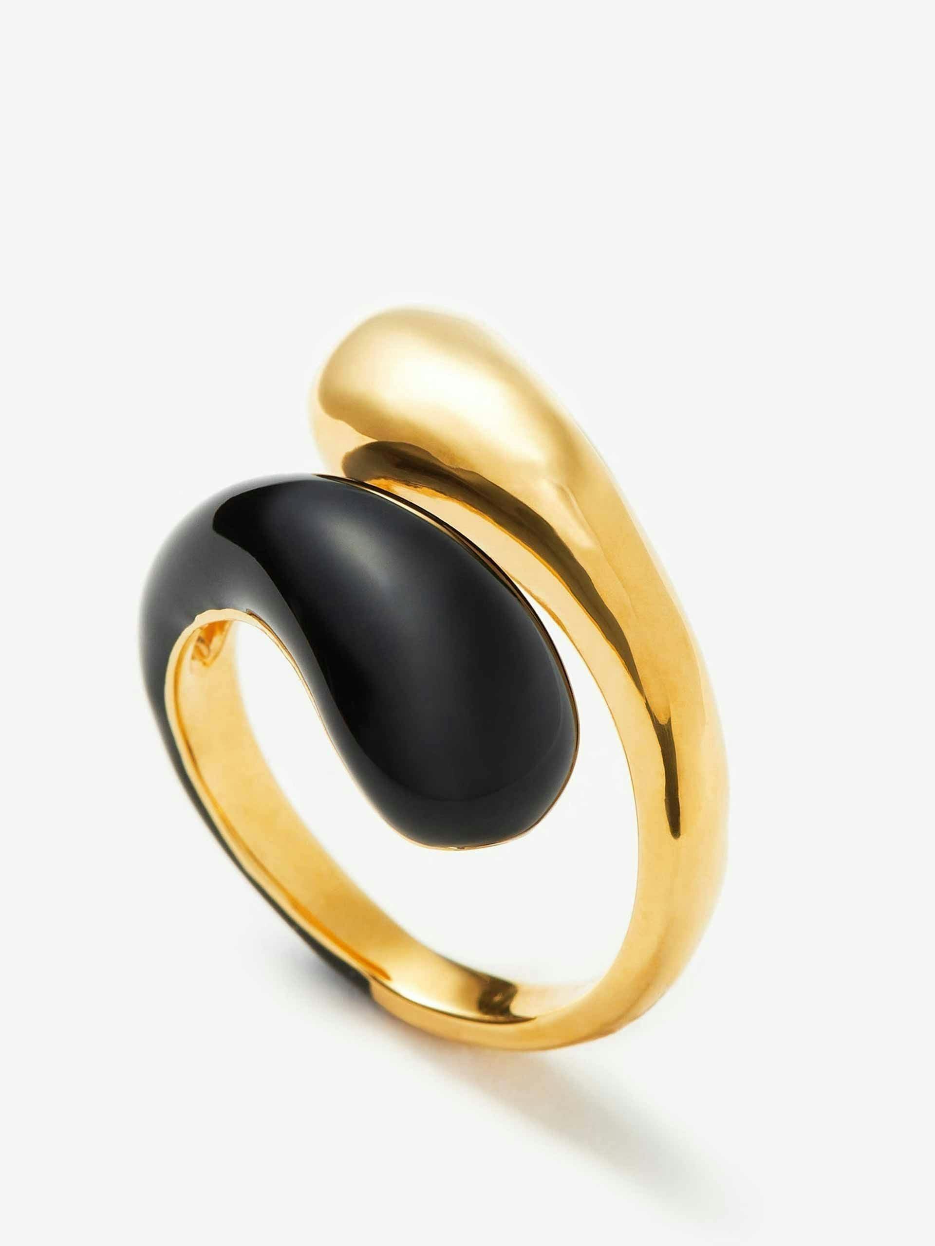 Squiggle Two Tone Enamel crossover ring