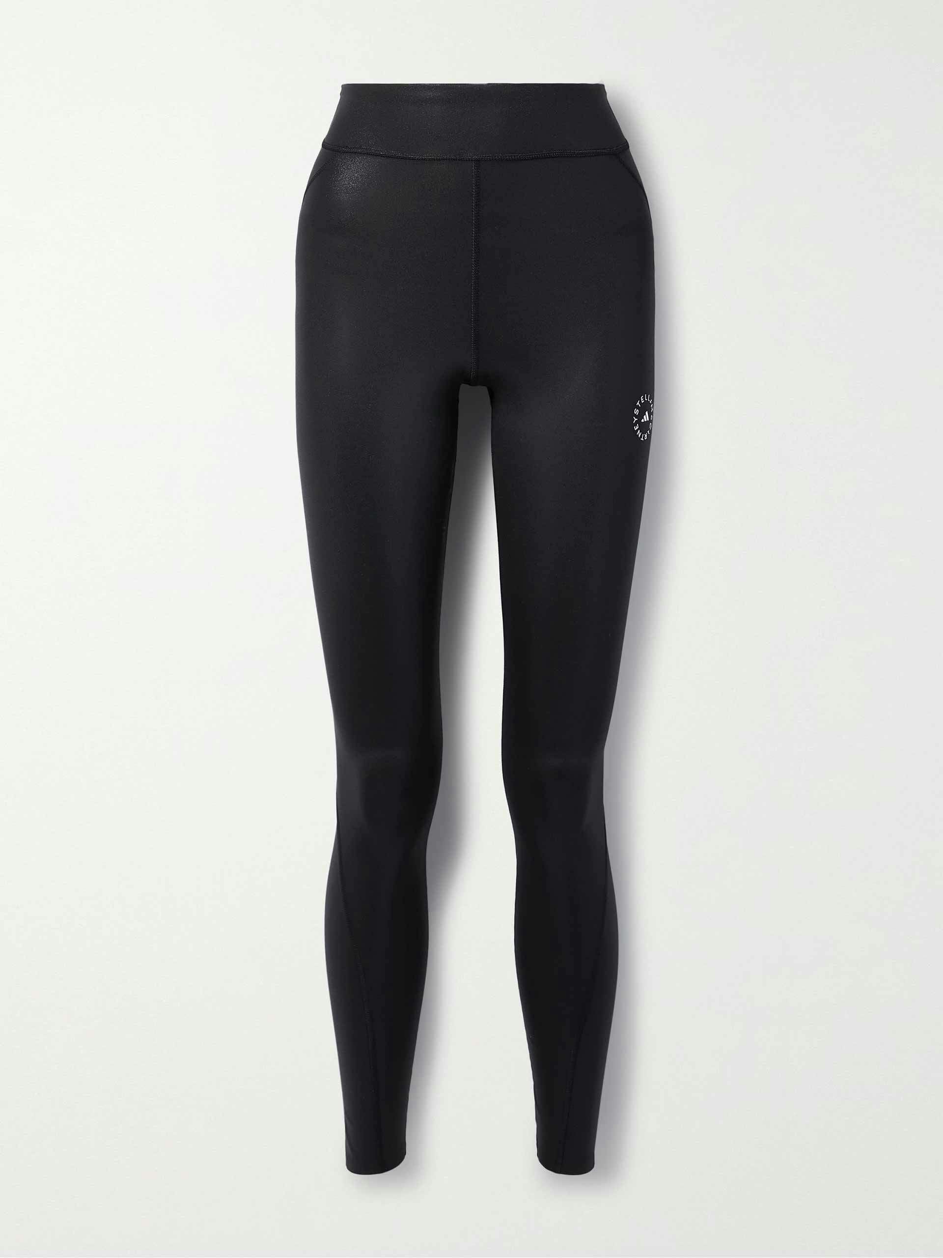 Coated recycled-stretch leggings