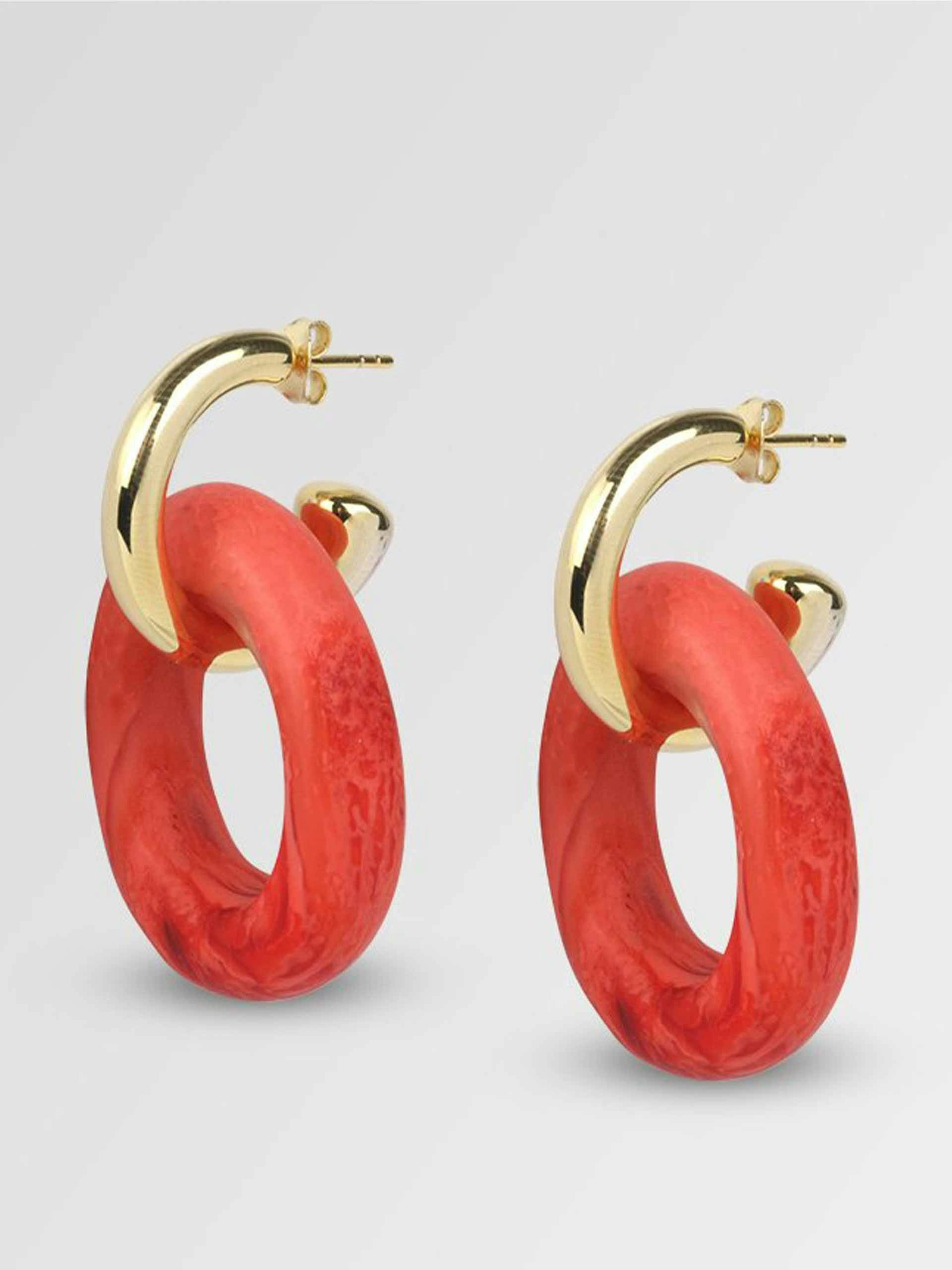 Small resin flat rock hoop earrings