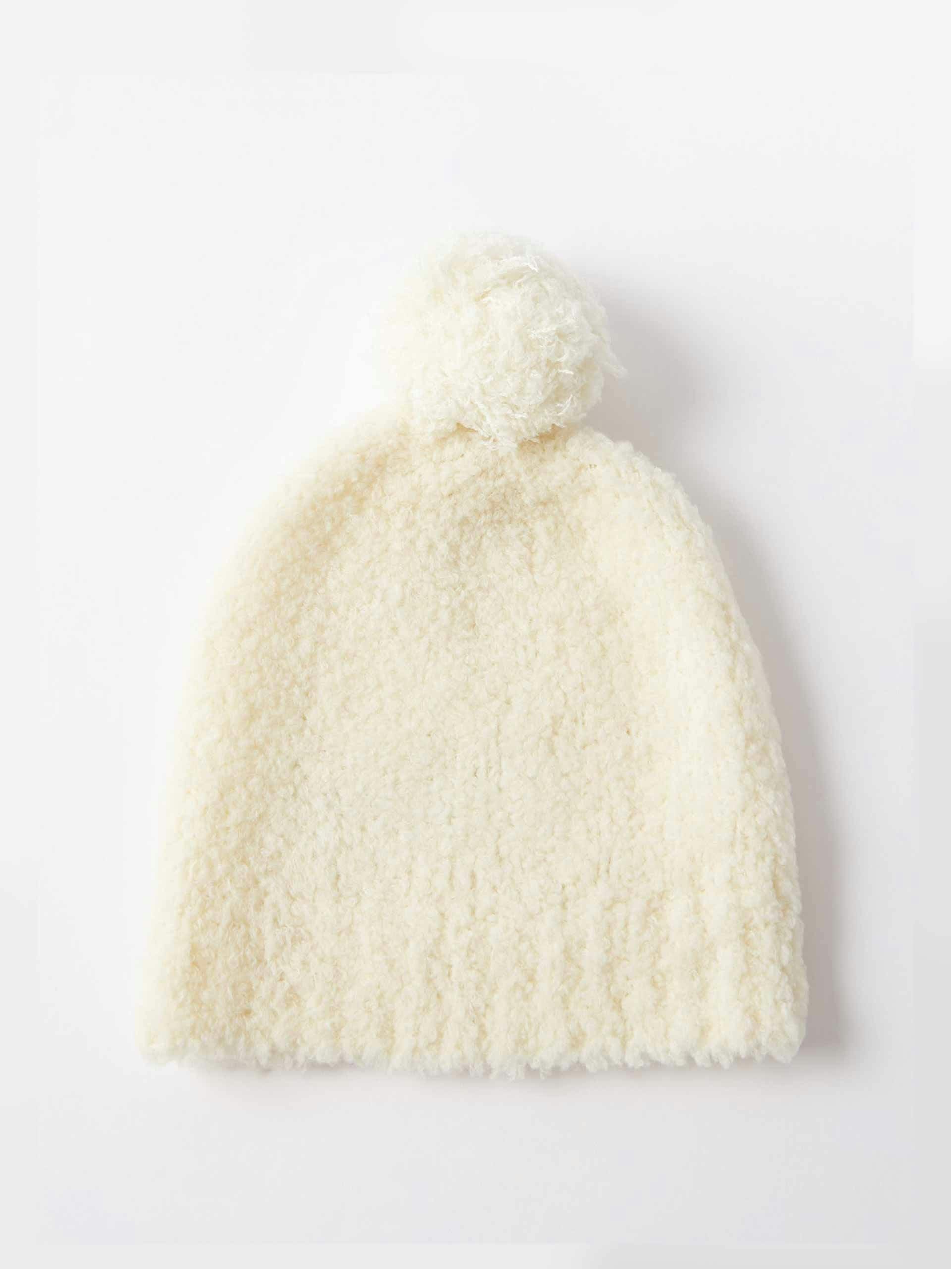 Pompom-embellished wool-blend beanie