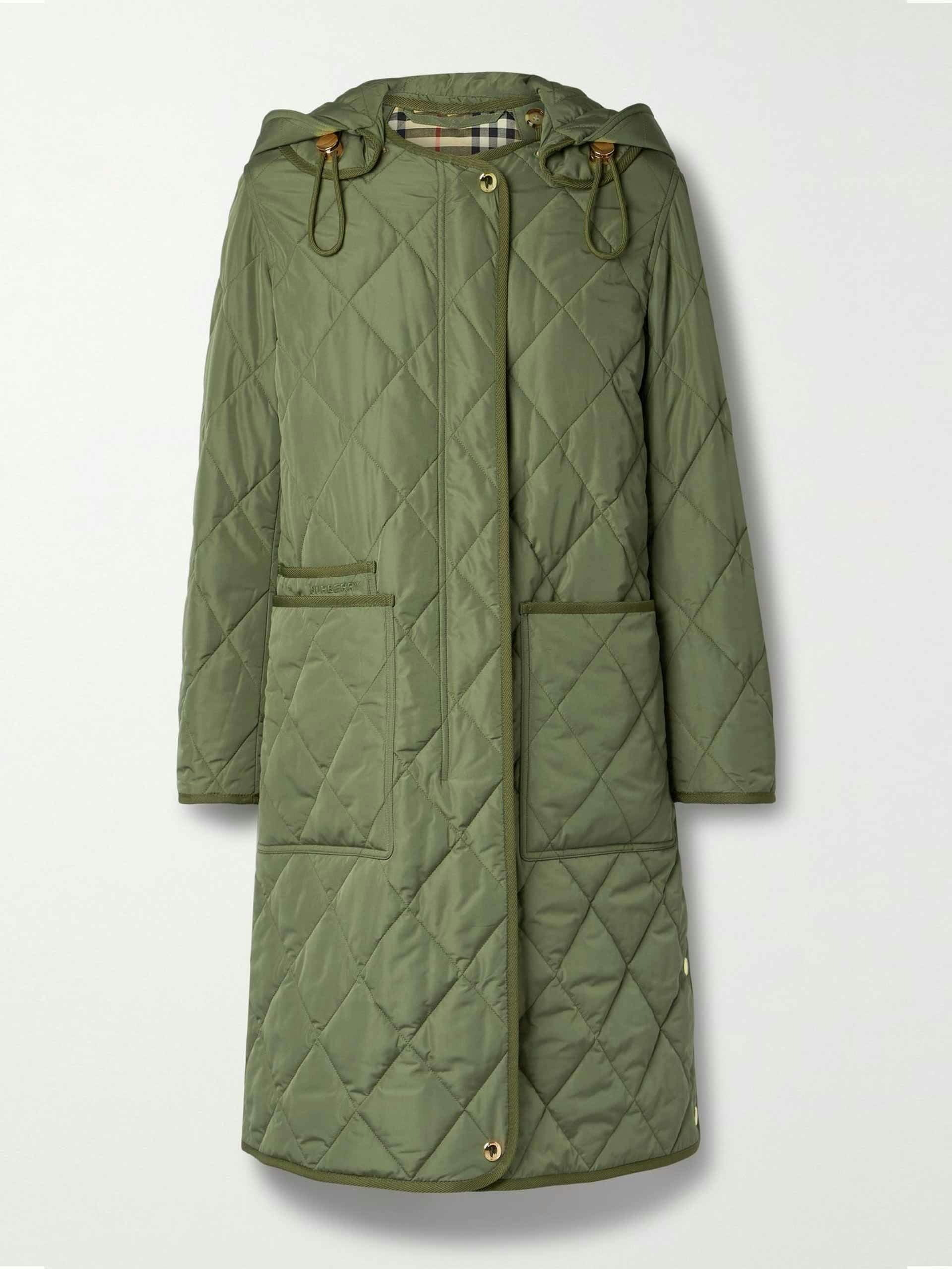 Hooded quilted shell coat