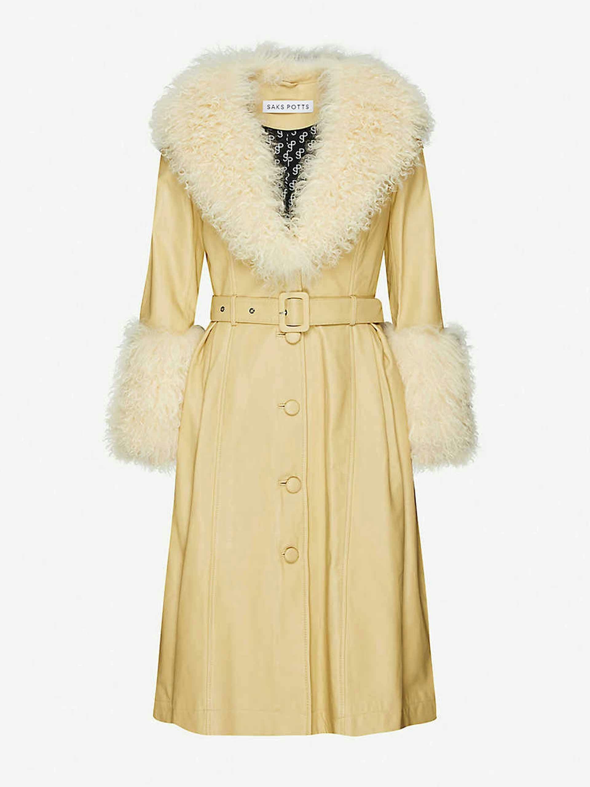 Foxy shearling-trimmed leather coat