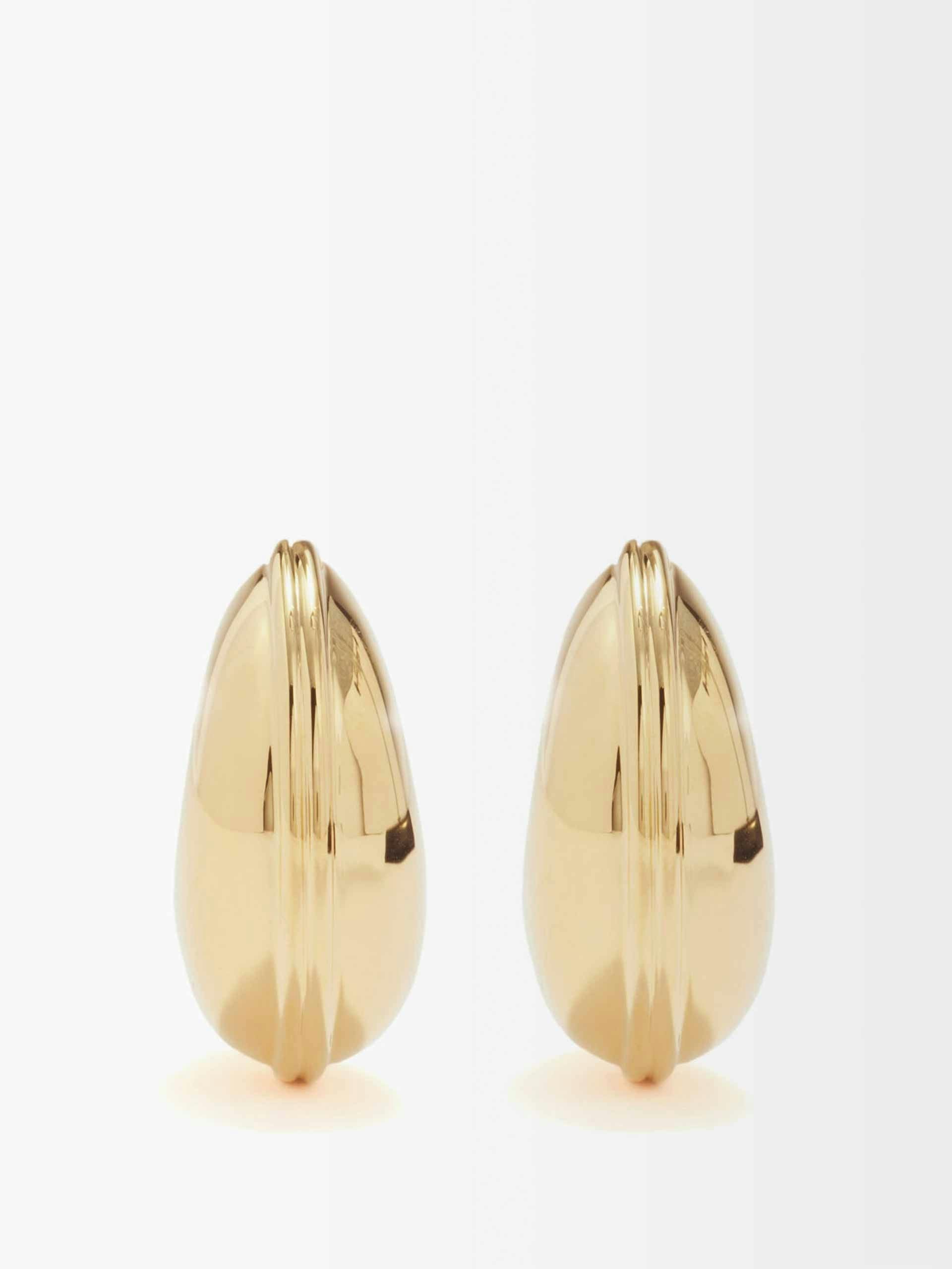 Ridged 18kt gold-plated earrings