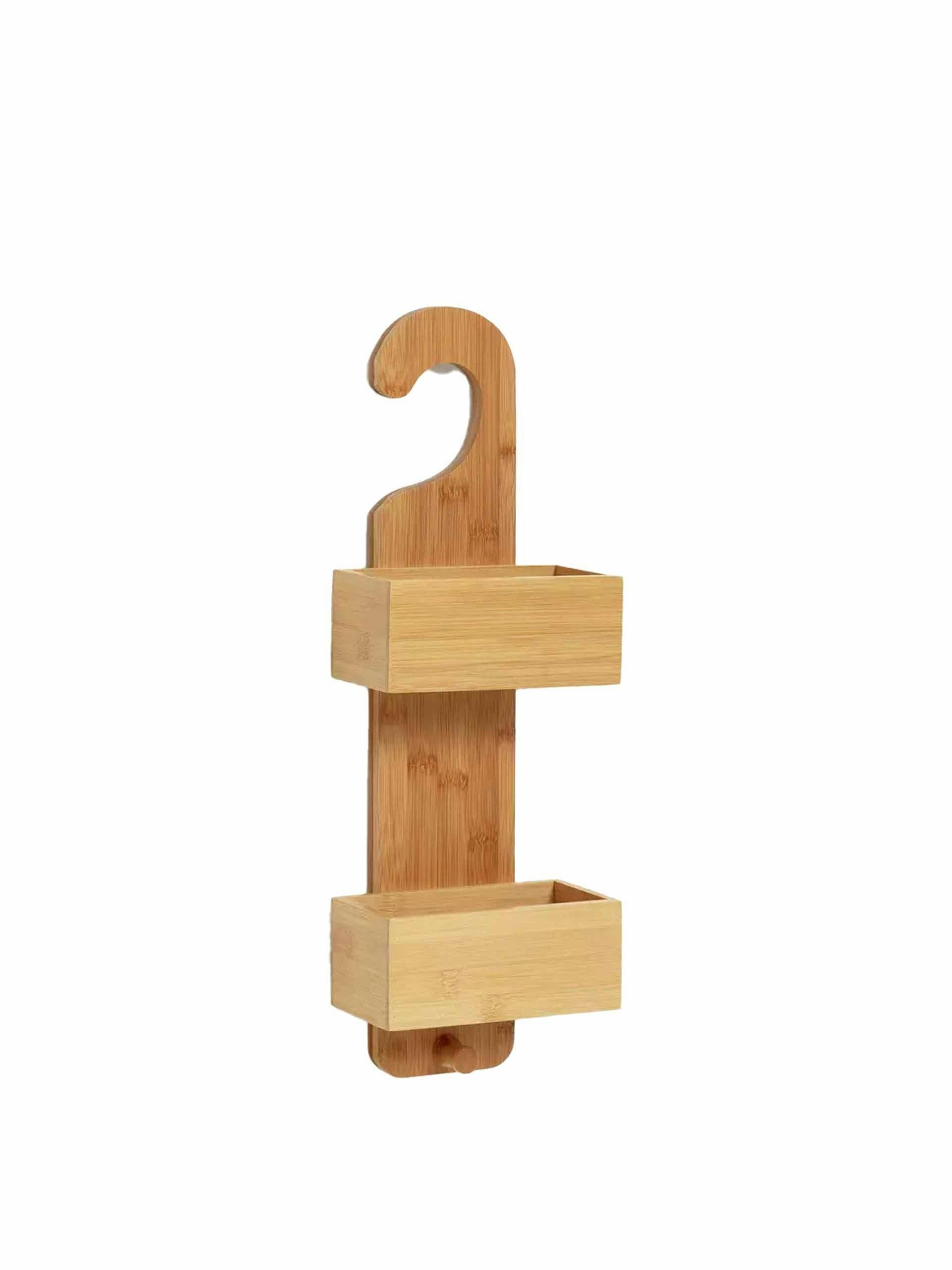 Two-tier bamboo shower caddy