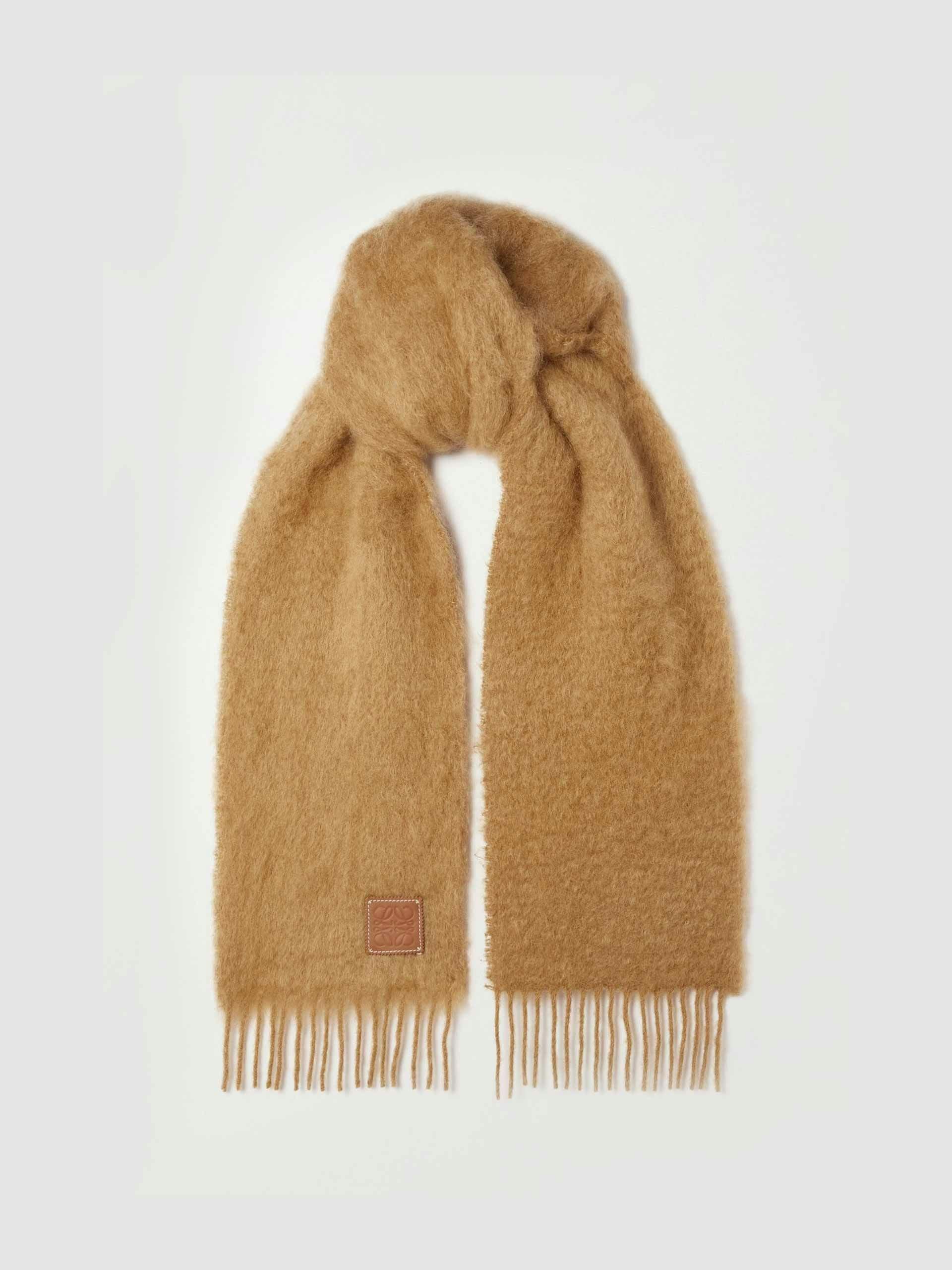 Fringed, mohair and wool-blend scarf