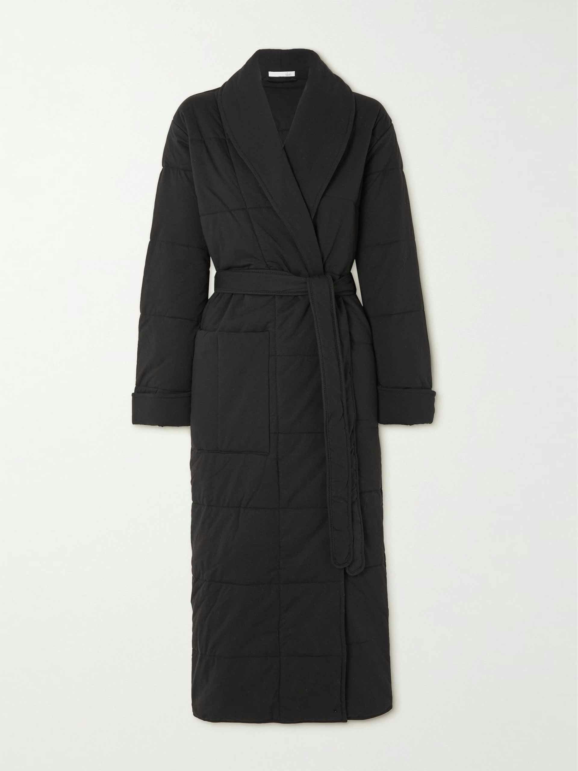 Belted quilted cotton-jersey robe