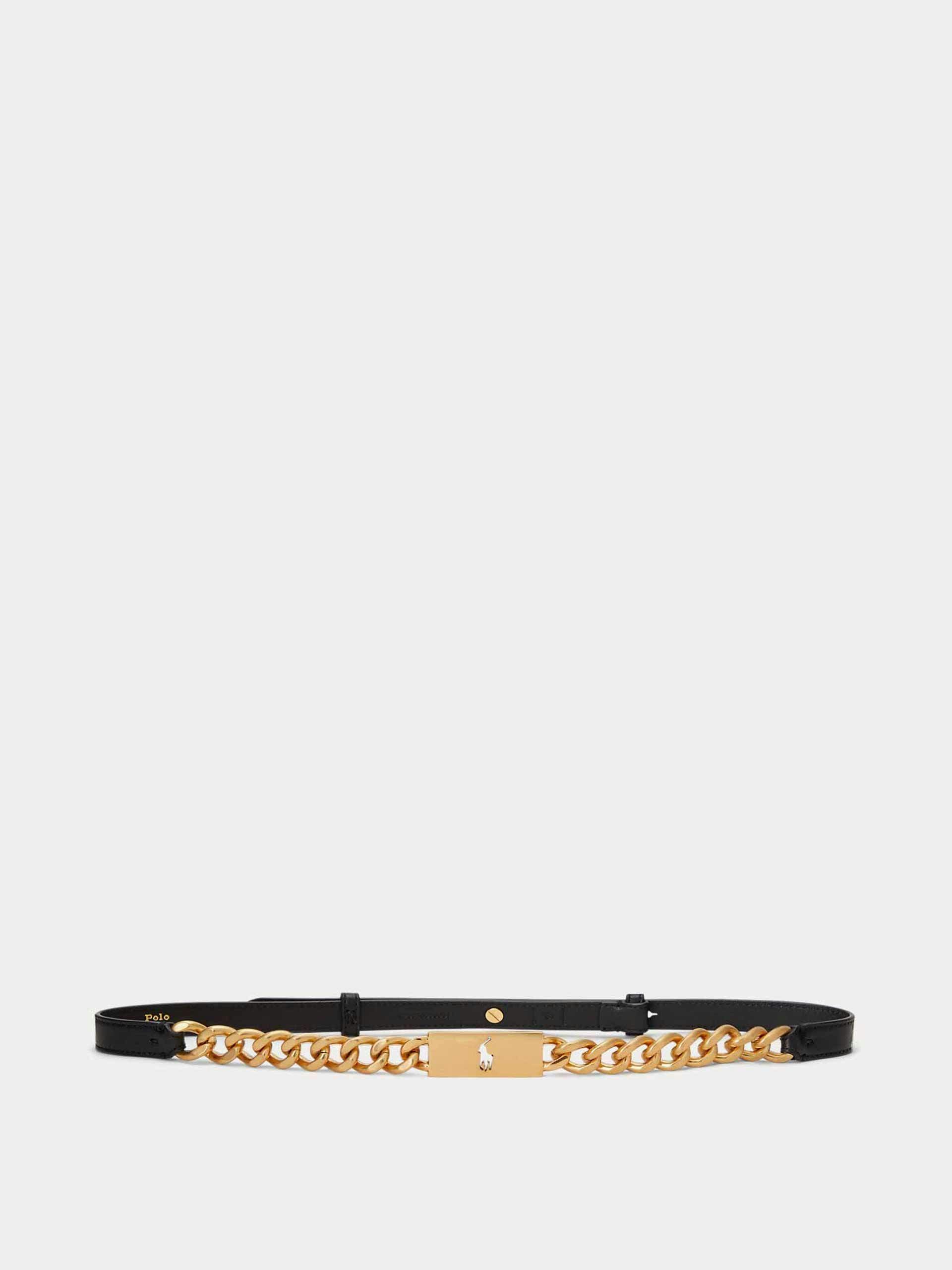 Chain and leather skinny belt