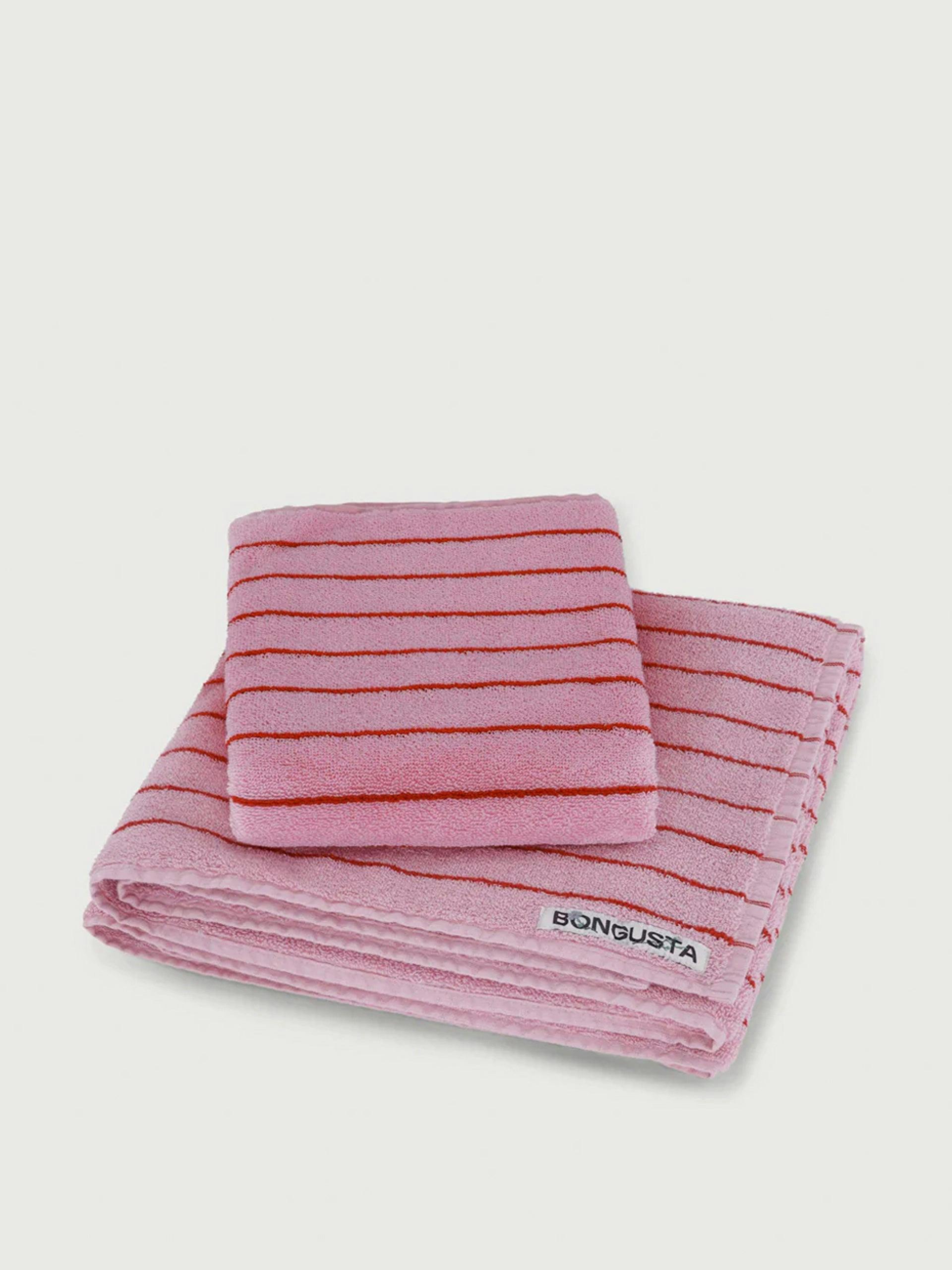 Naram towels in pink and red