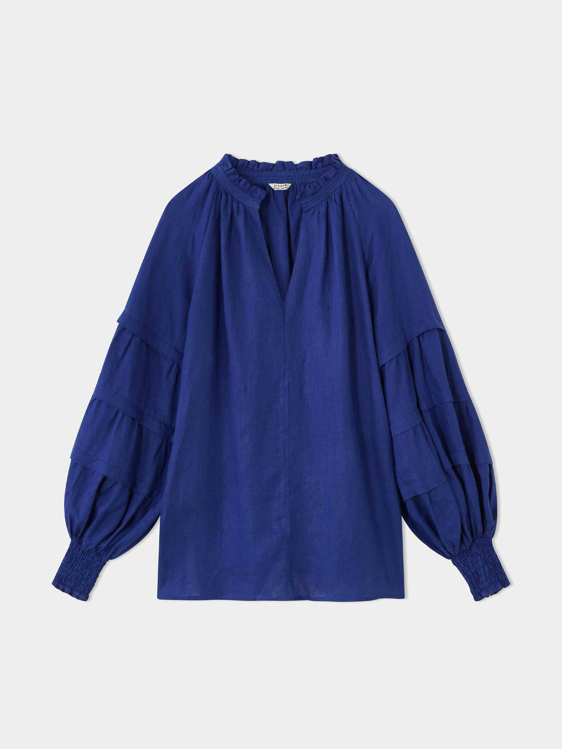 Blue linen blouse