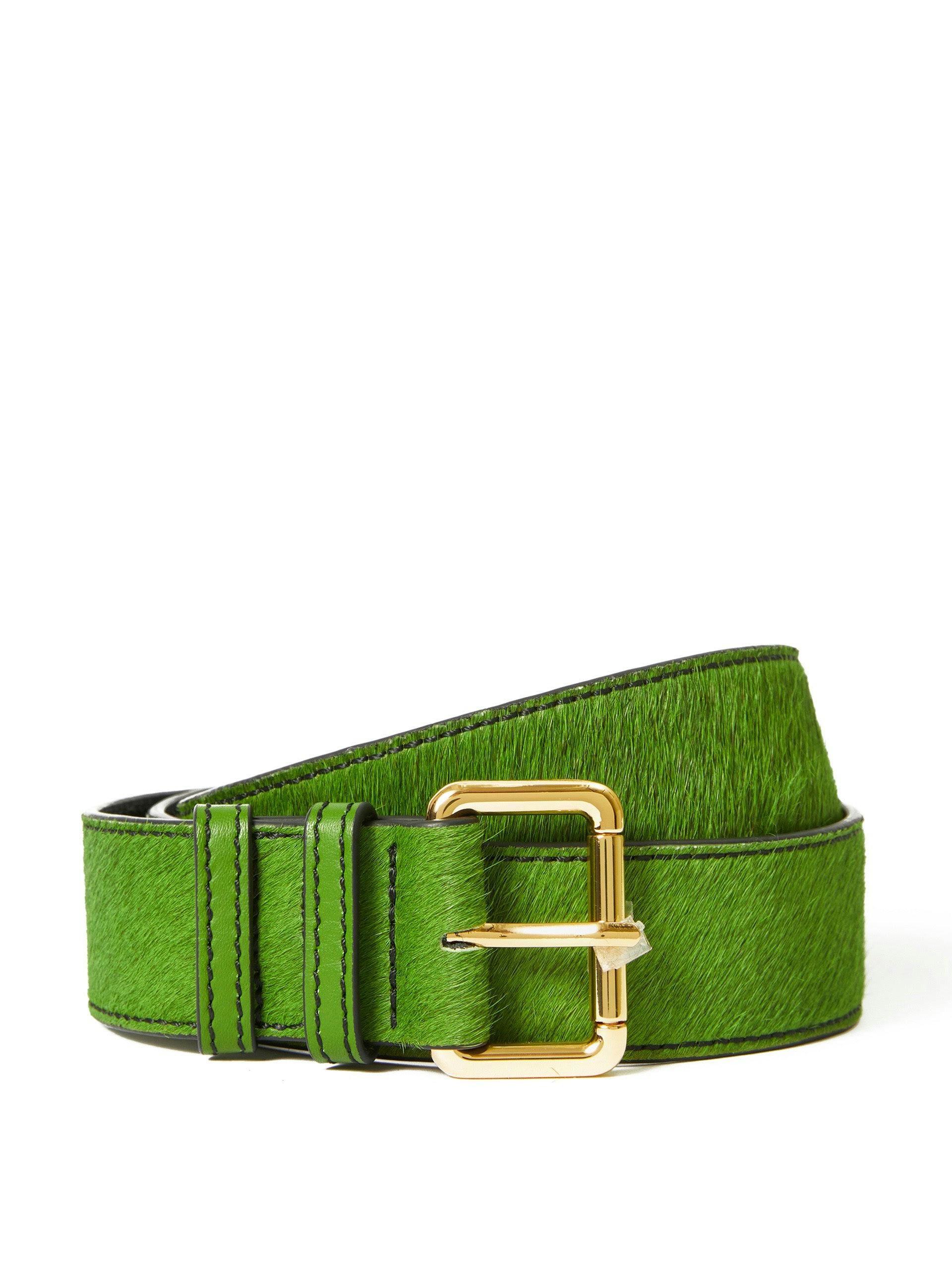 Green calf hair belt