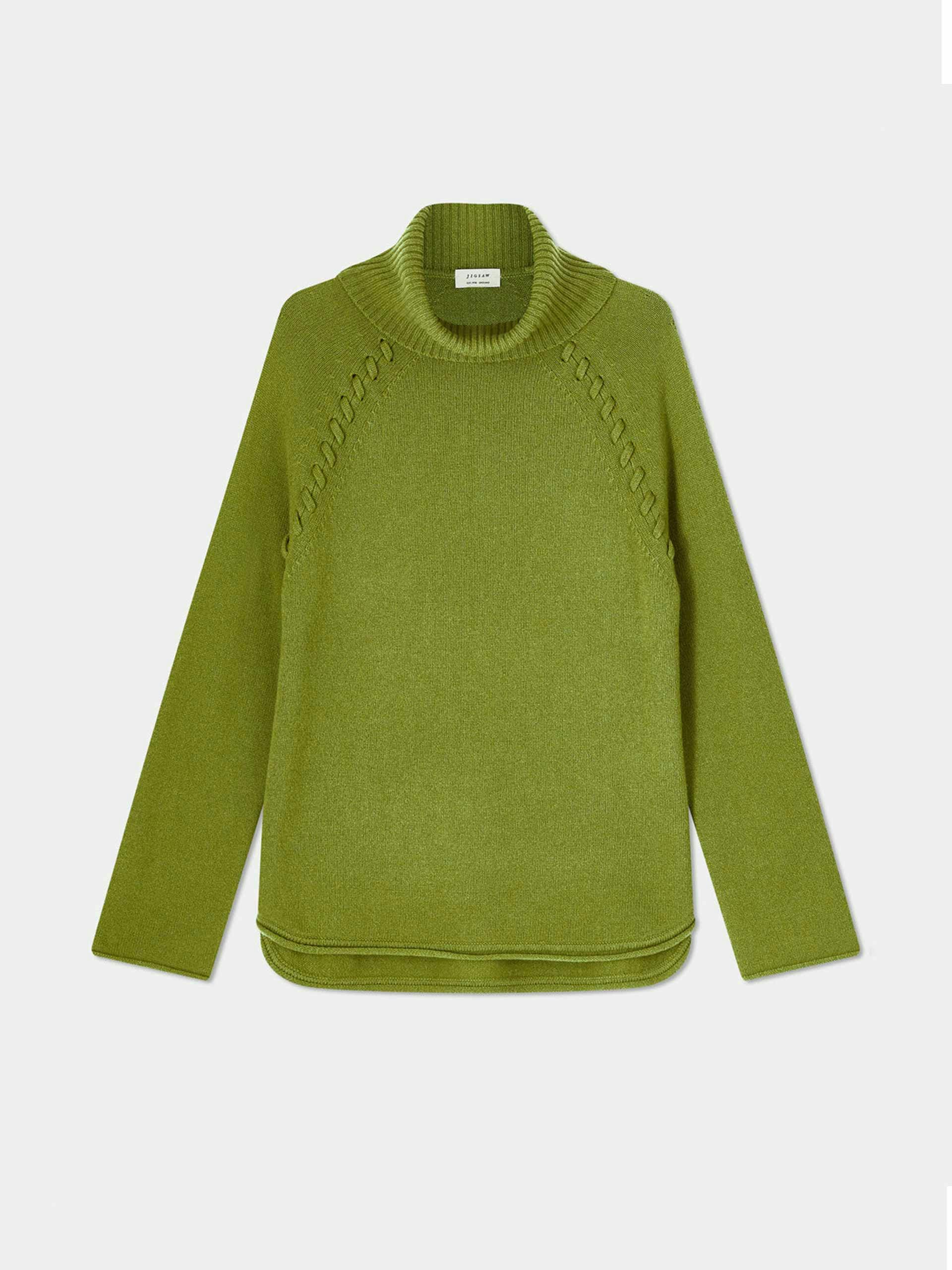 Green merino wool jumper