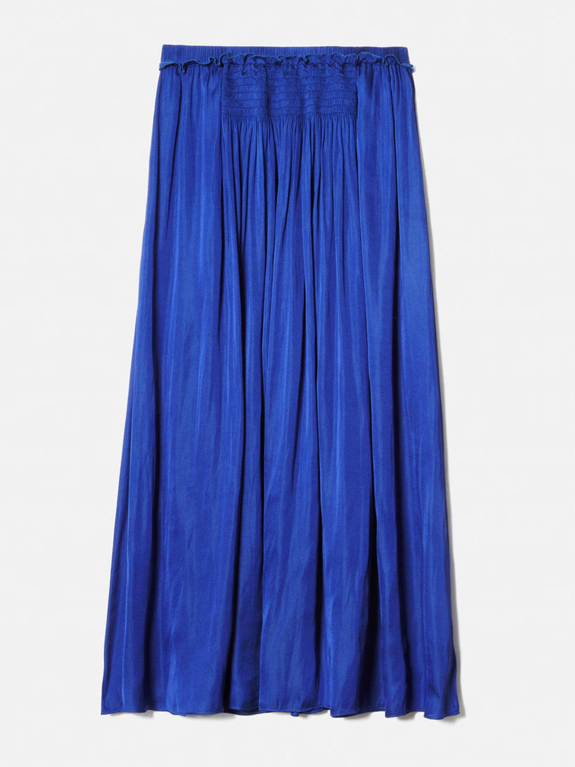 Blue satin drape skirt