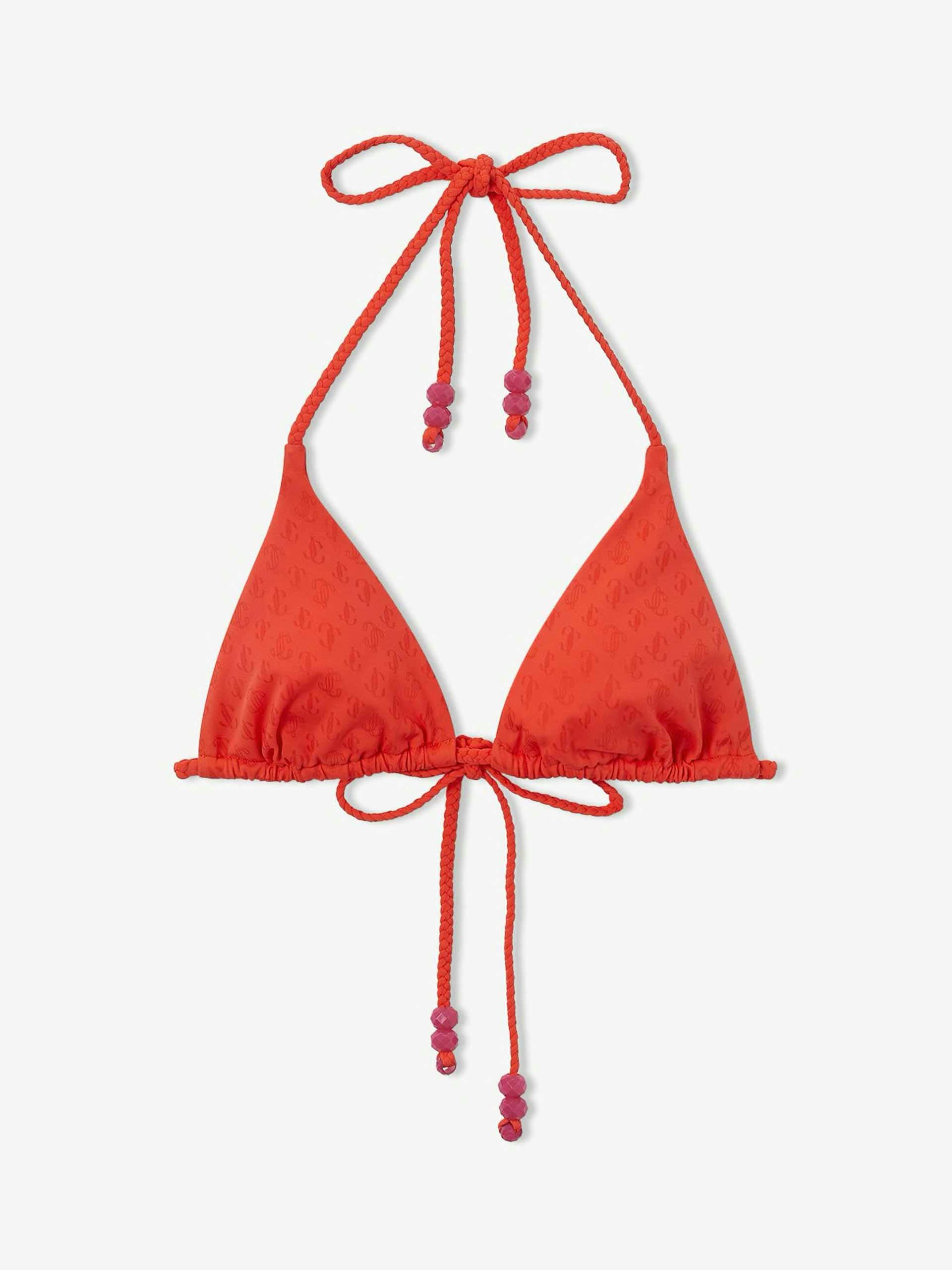 Red JC monogram bikini top