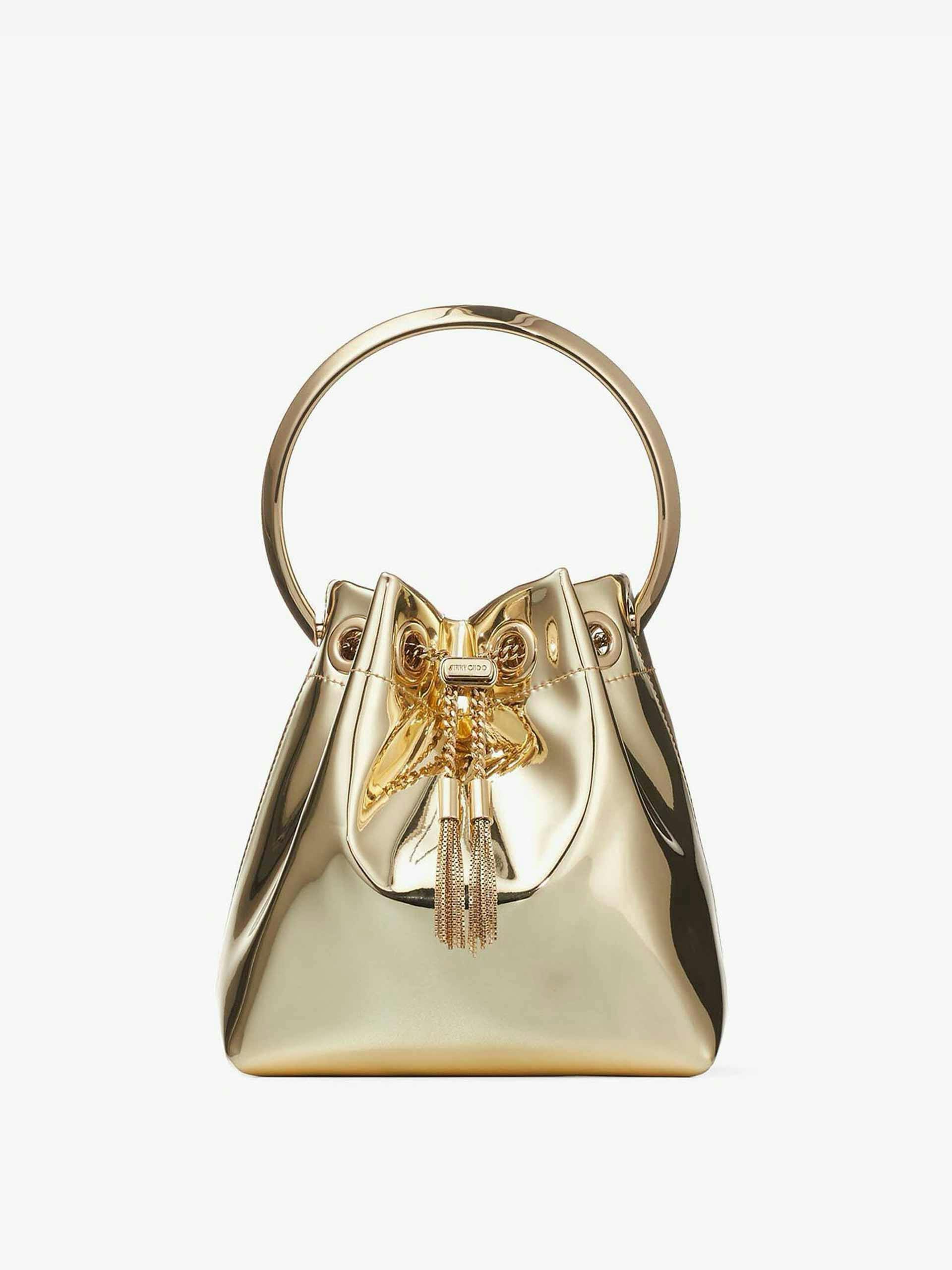 Gold mini bag with metal handle