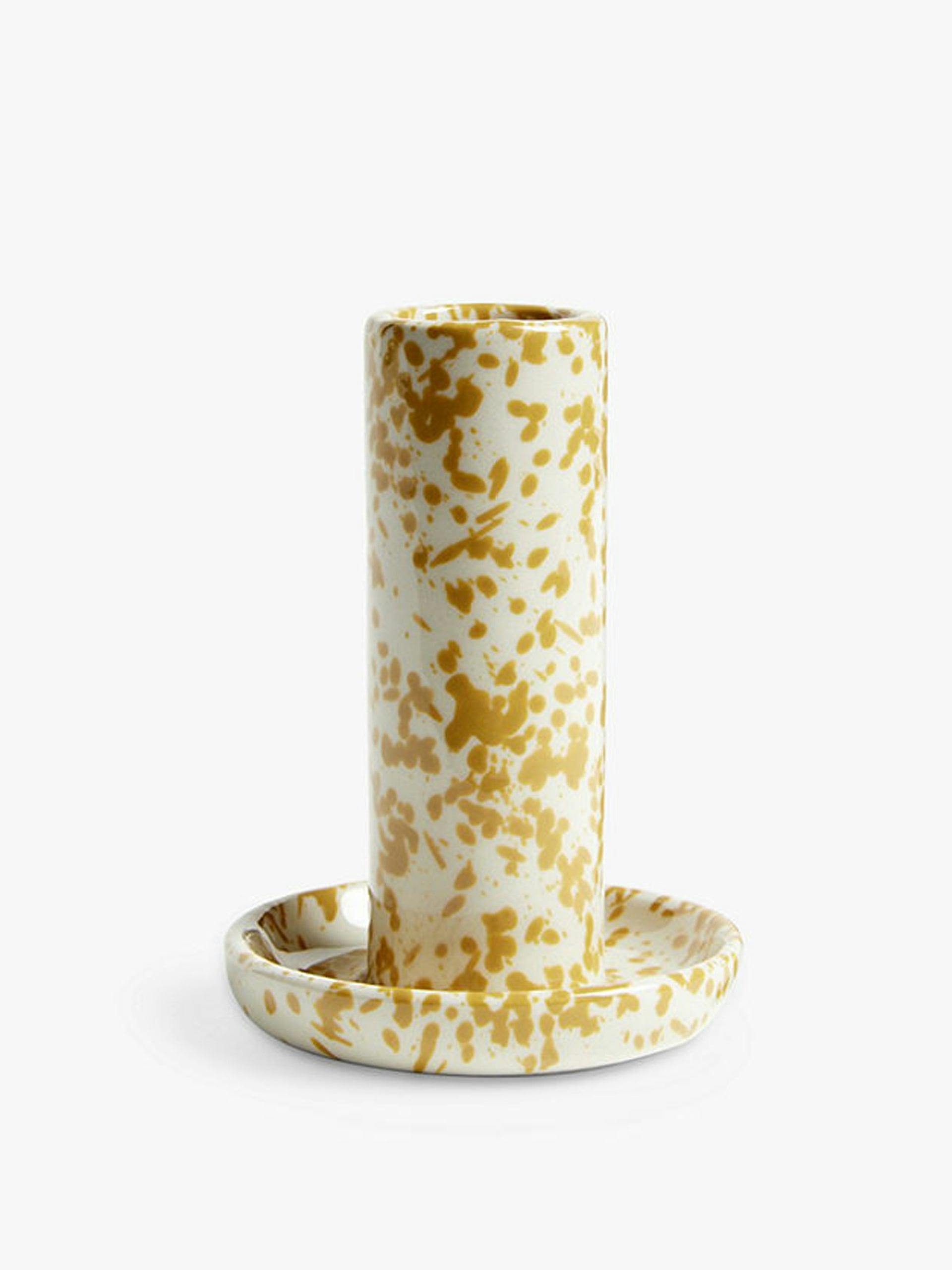Yellow and white candle holder