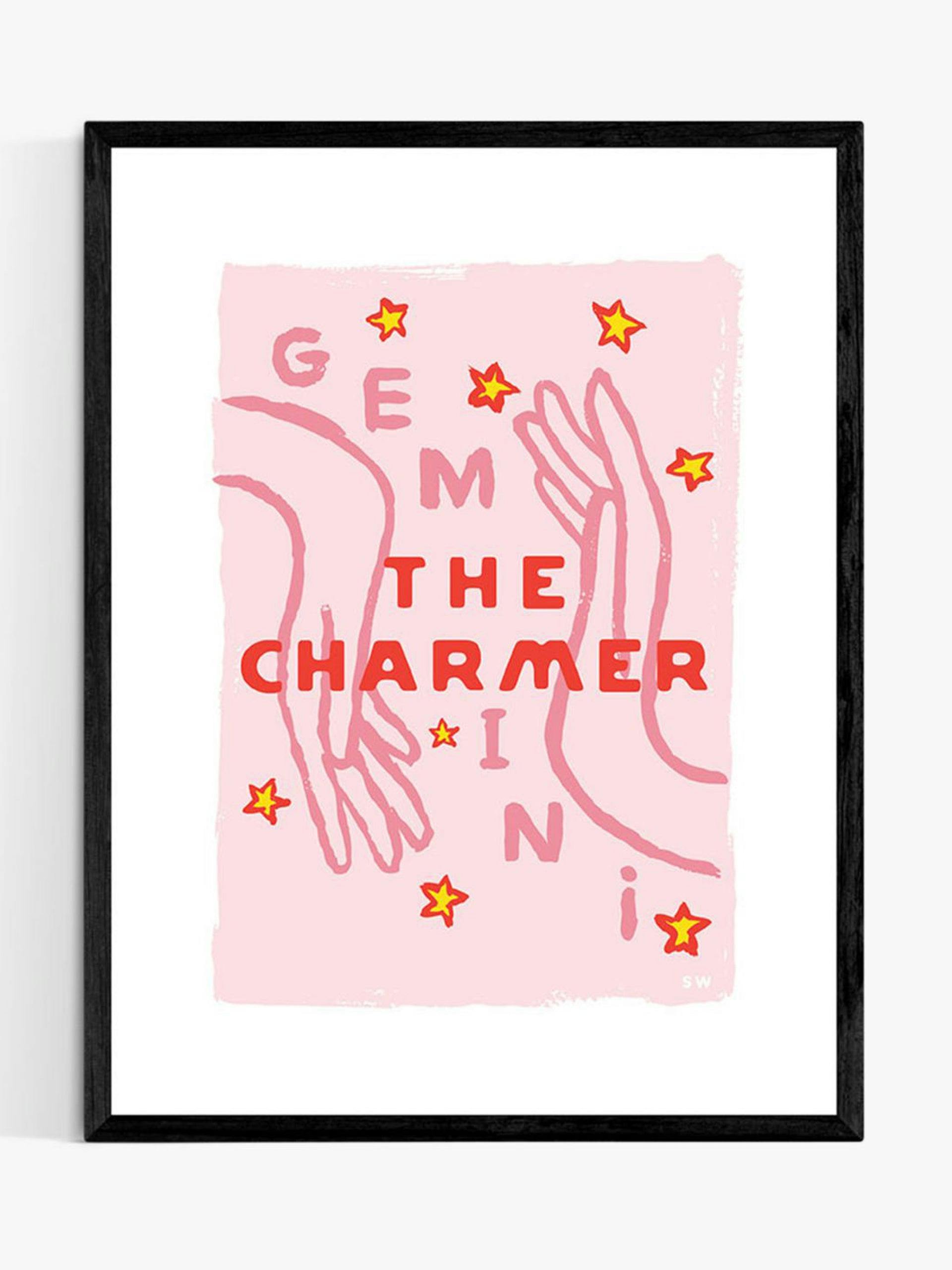 Framed pink Gemini print