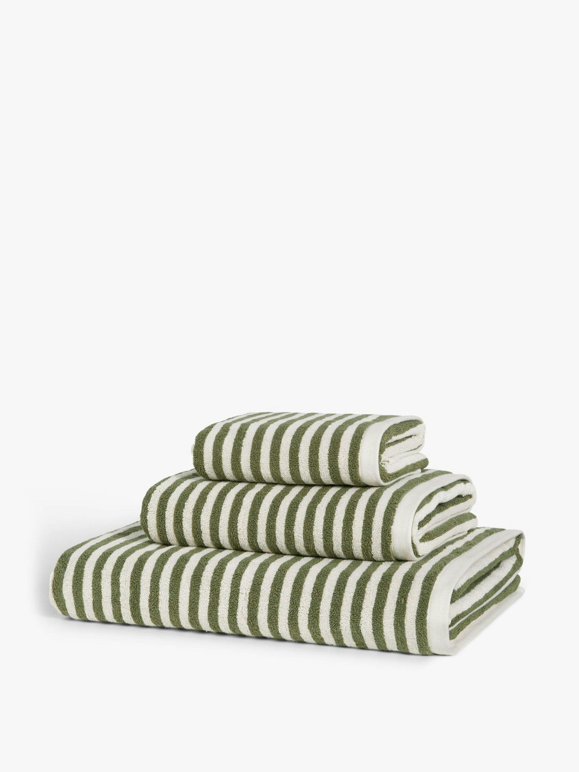 Green striped bath towel