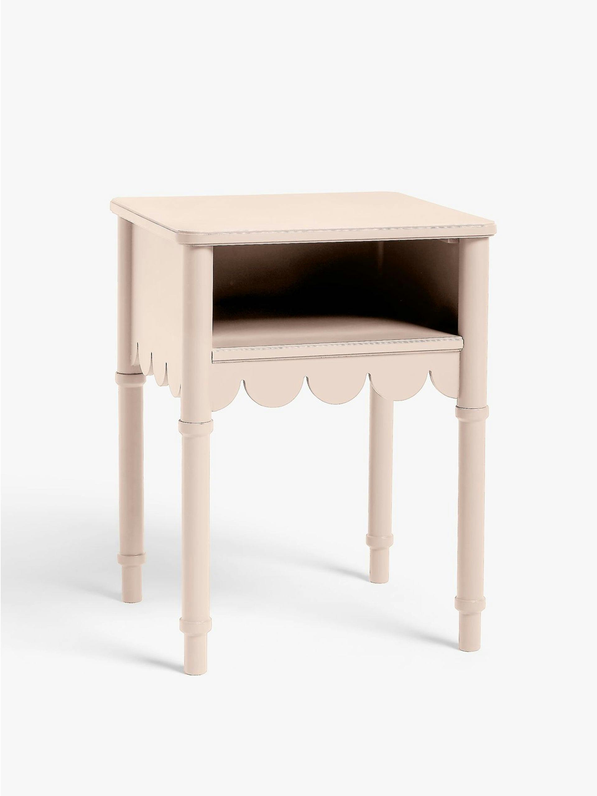 Pink scalloped bedside table