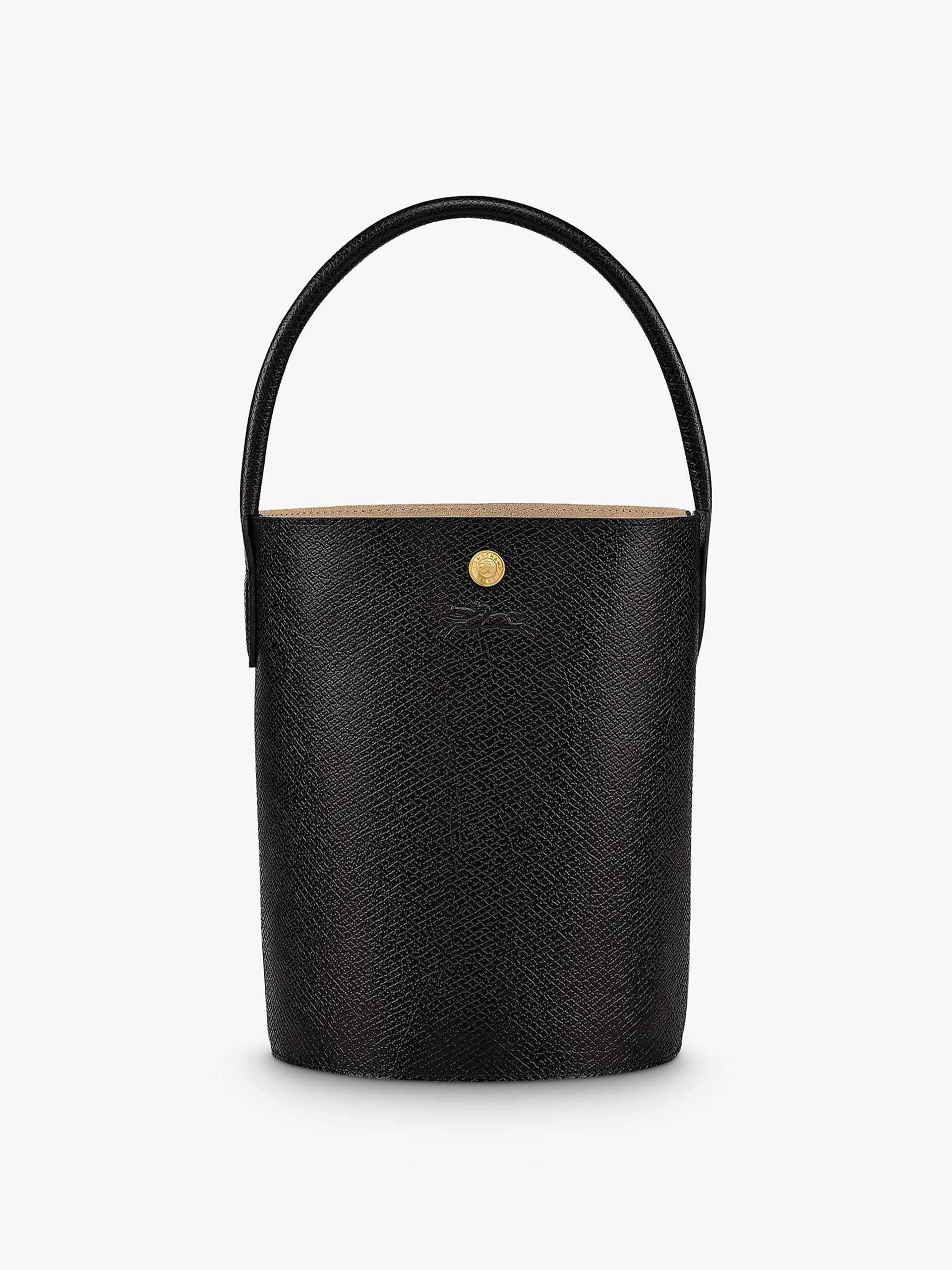 Black leather bucket bag