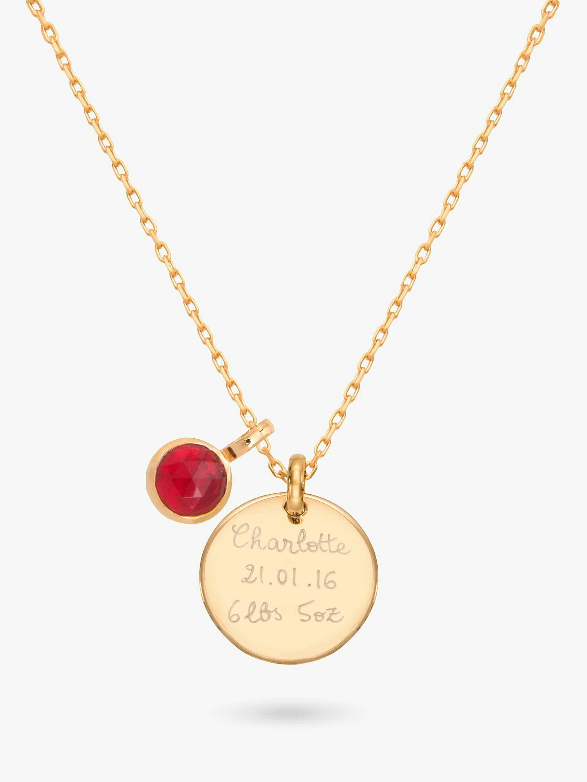 Personalised disc and birthstone necklace