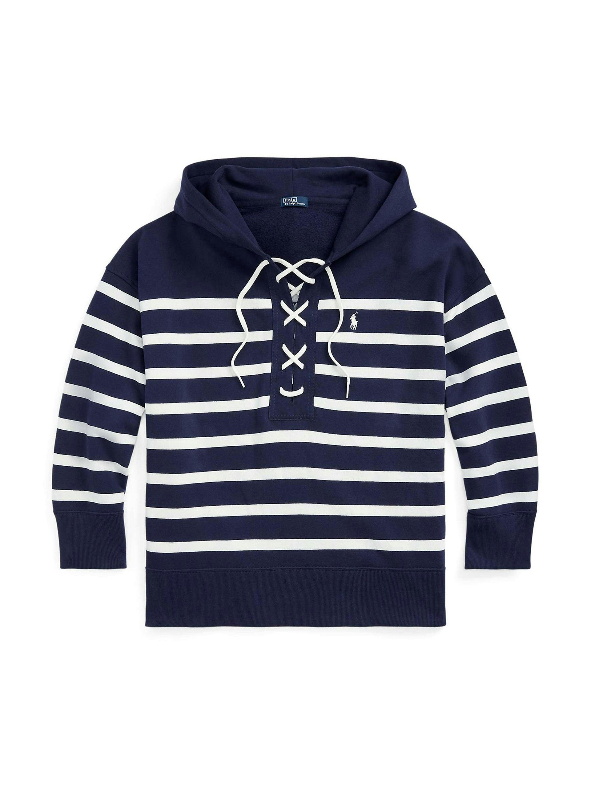 Striped lace up hoodie
