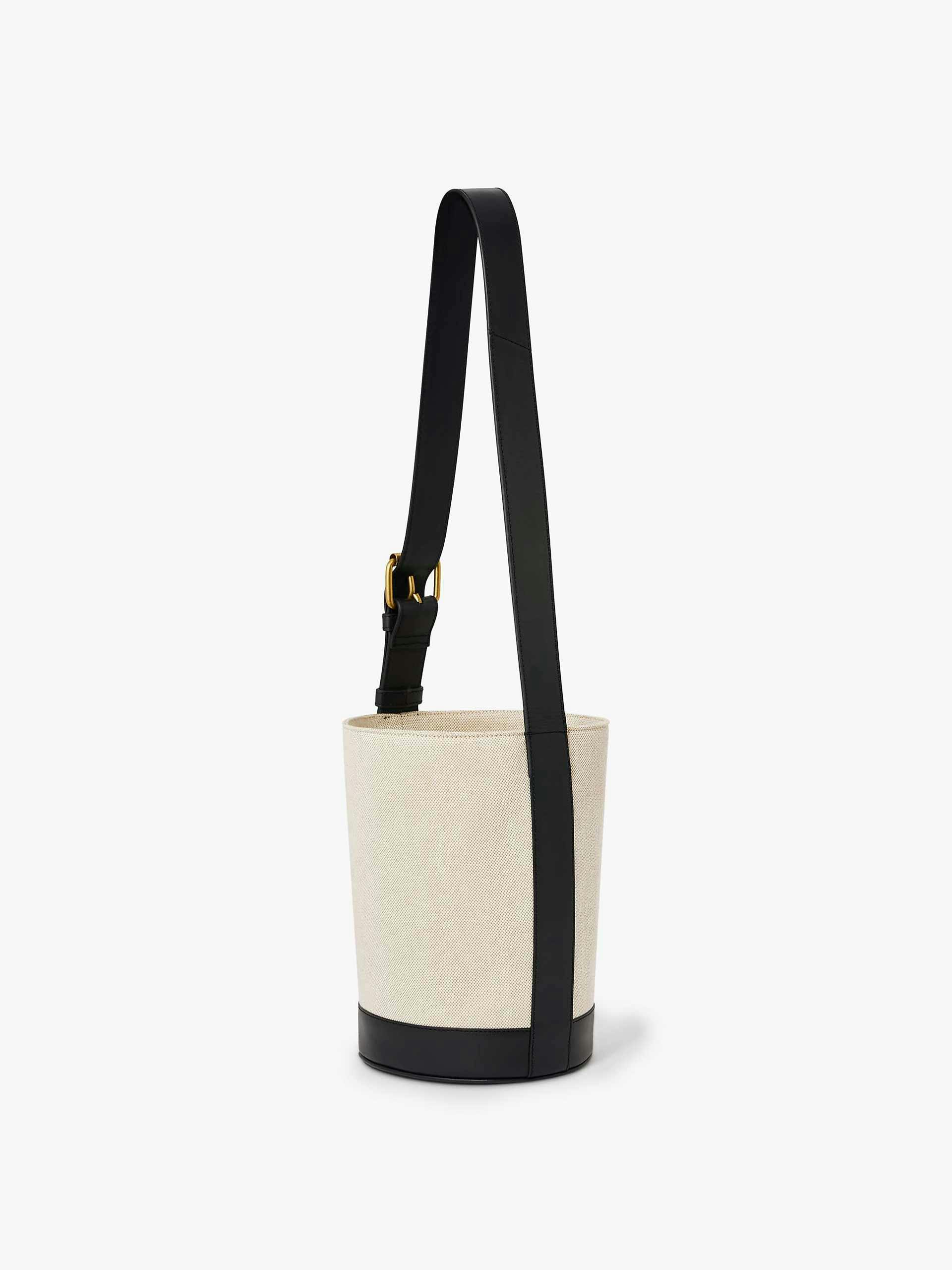 Canvas and leather mini bucket bag