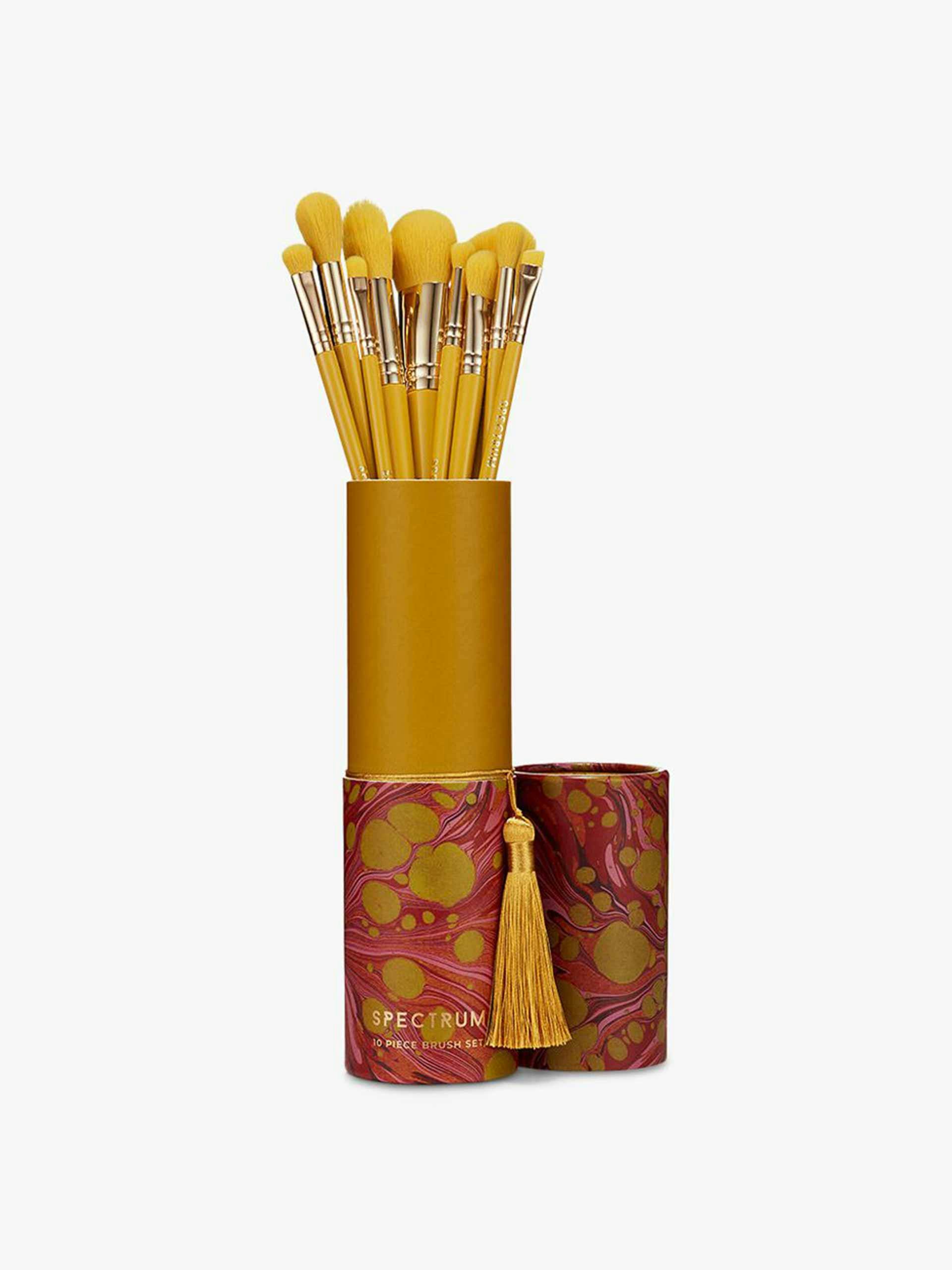 Gold makeup brush set