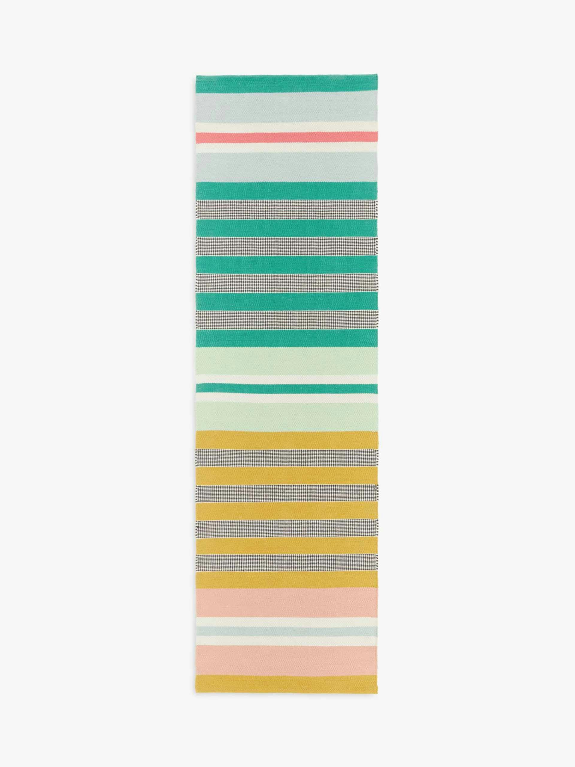 Multi-coloured striped runner rug