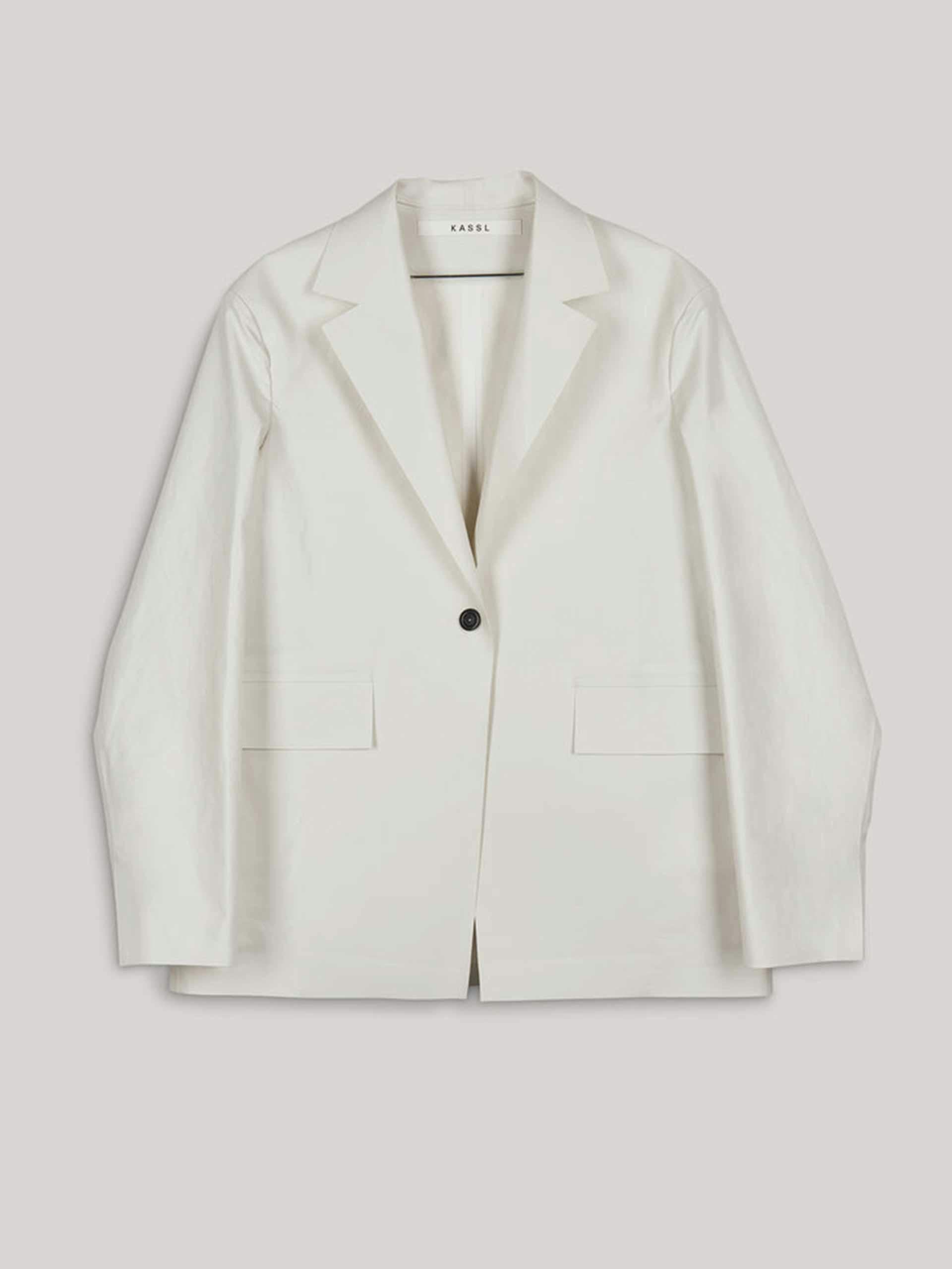 White oil coated blazer