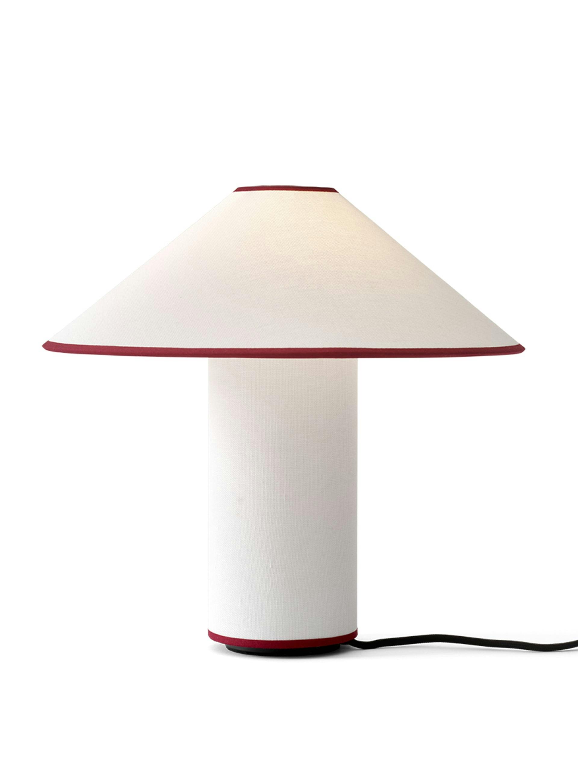 White table lamp with red rim