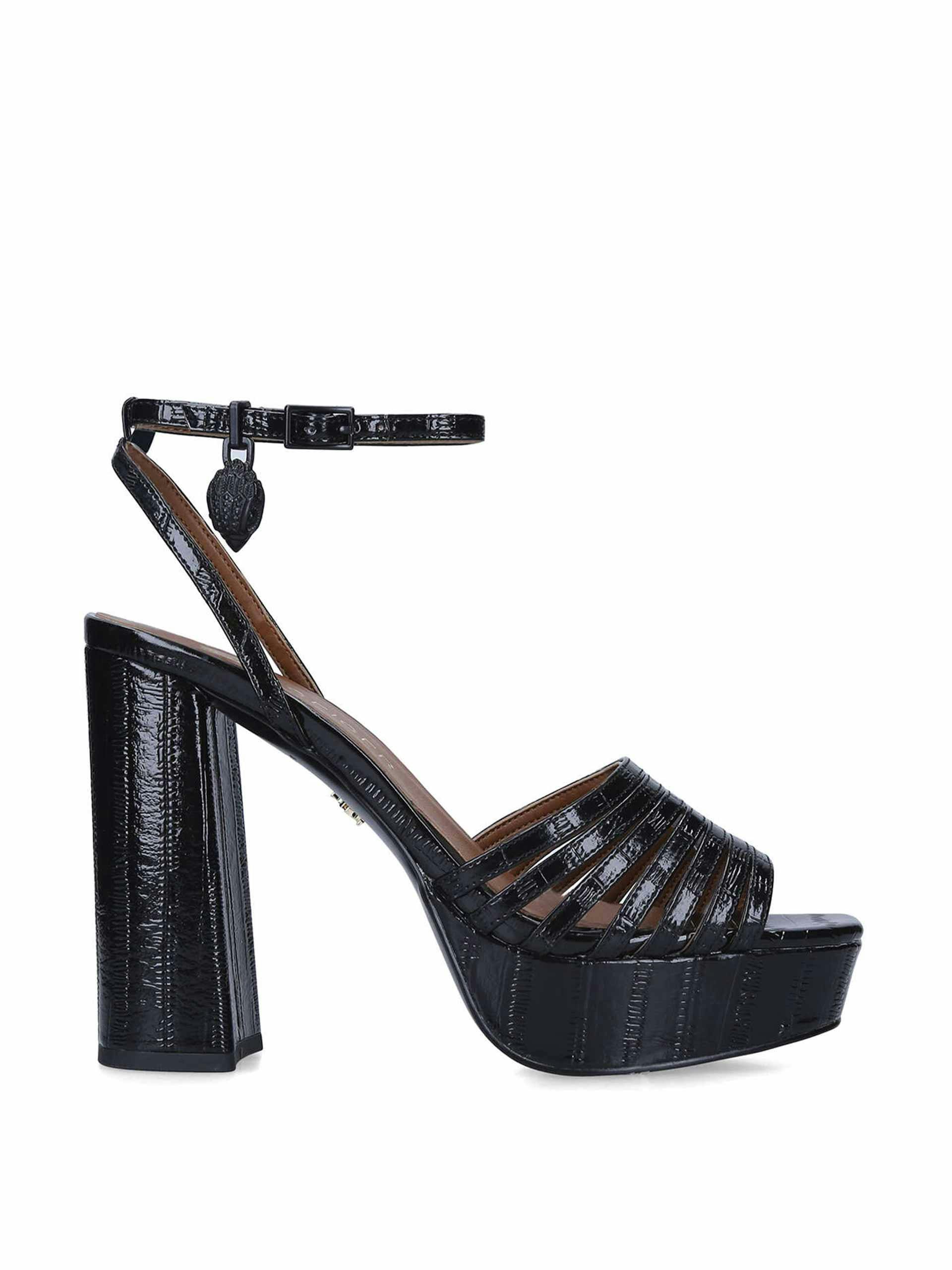 Black leather platform sandals