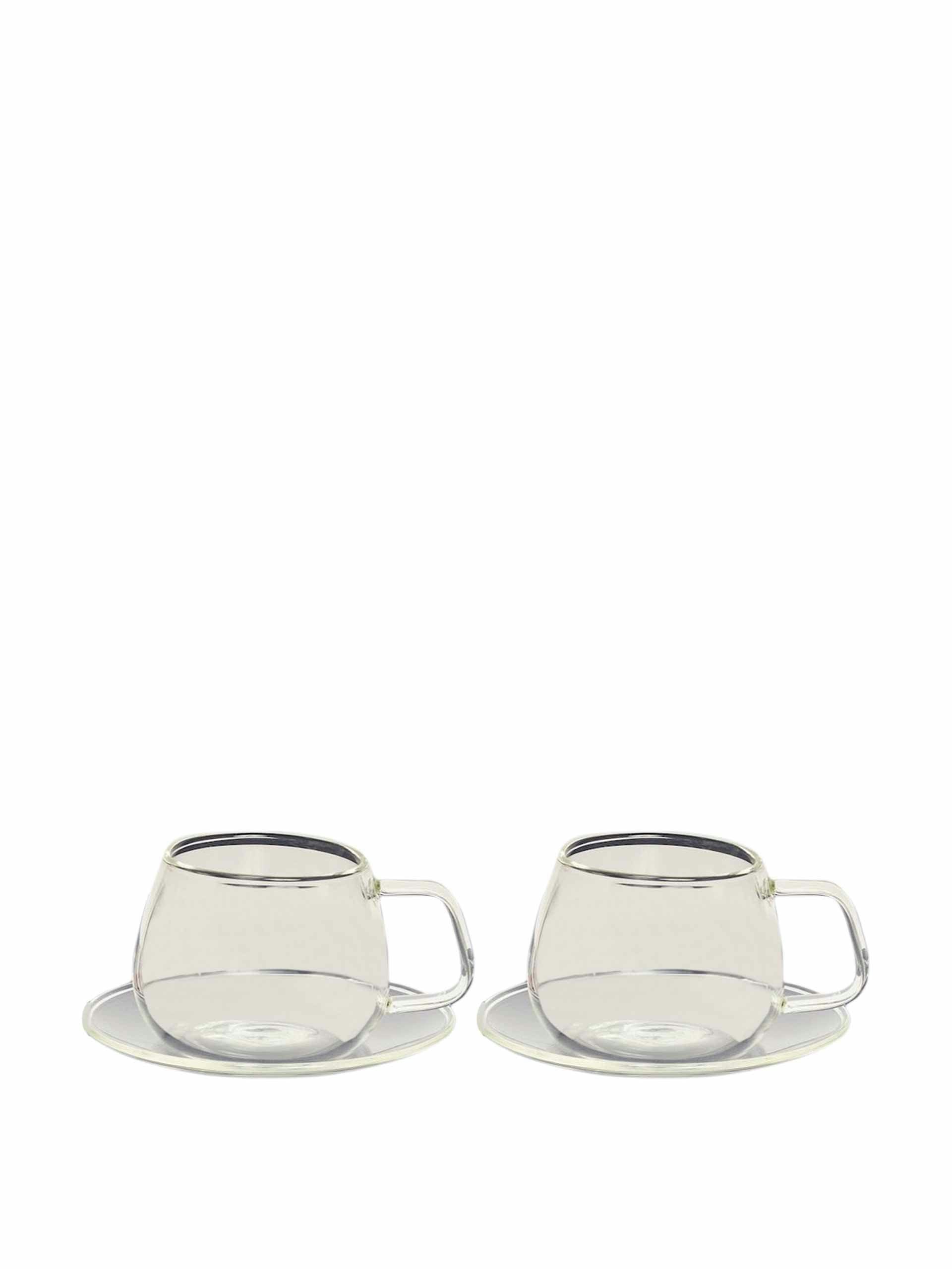 Glass cup and saucer set of 2